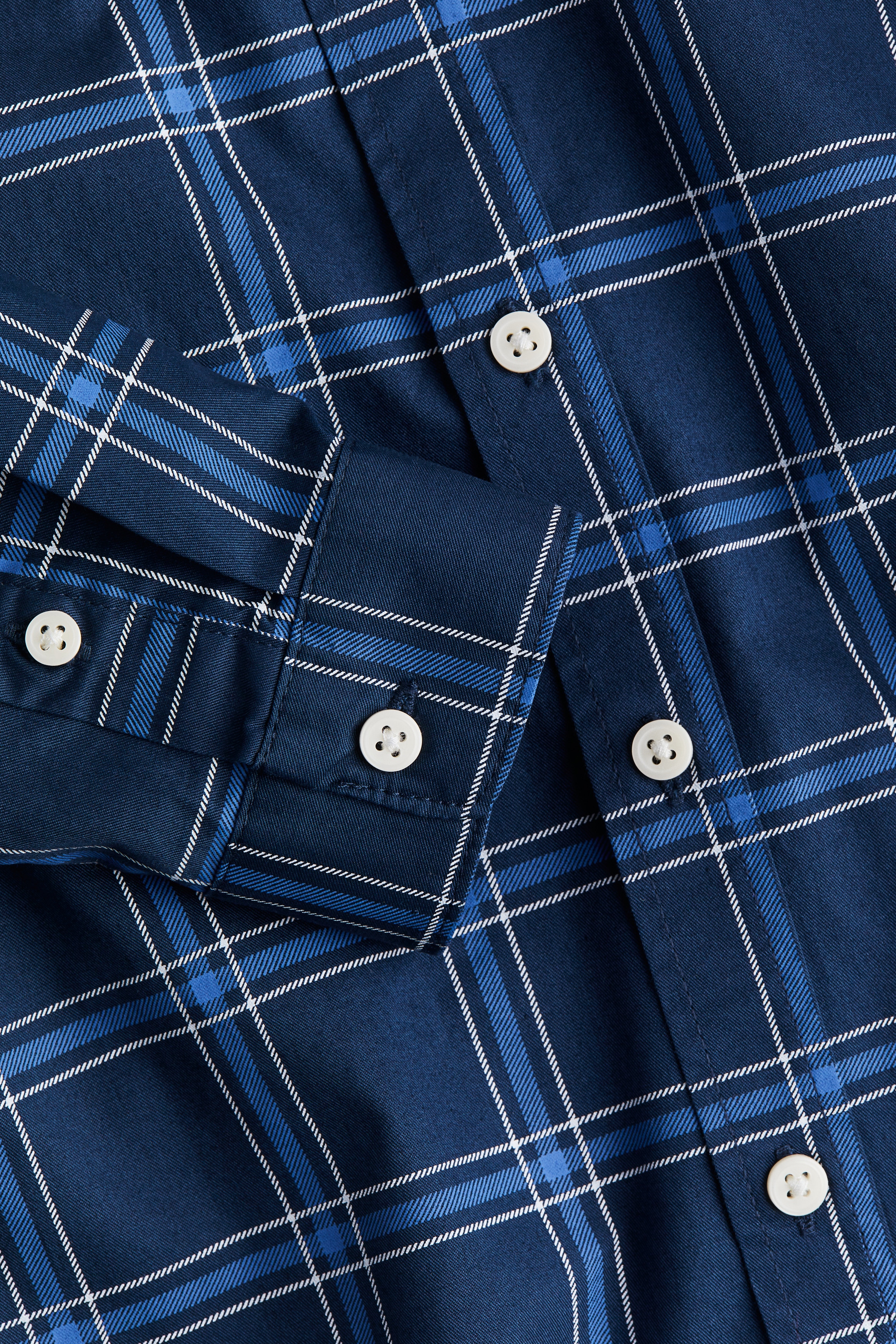 ボンド様HERALBONY コットン長袖シャツ M ダークブルー 長袖コットンシャツ - ダークブルー／チェック - Kids | H&M JP