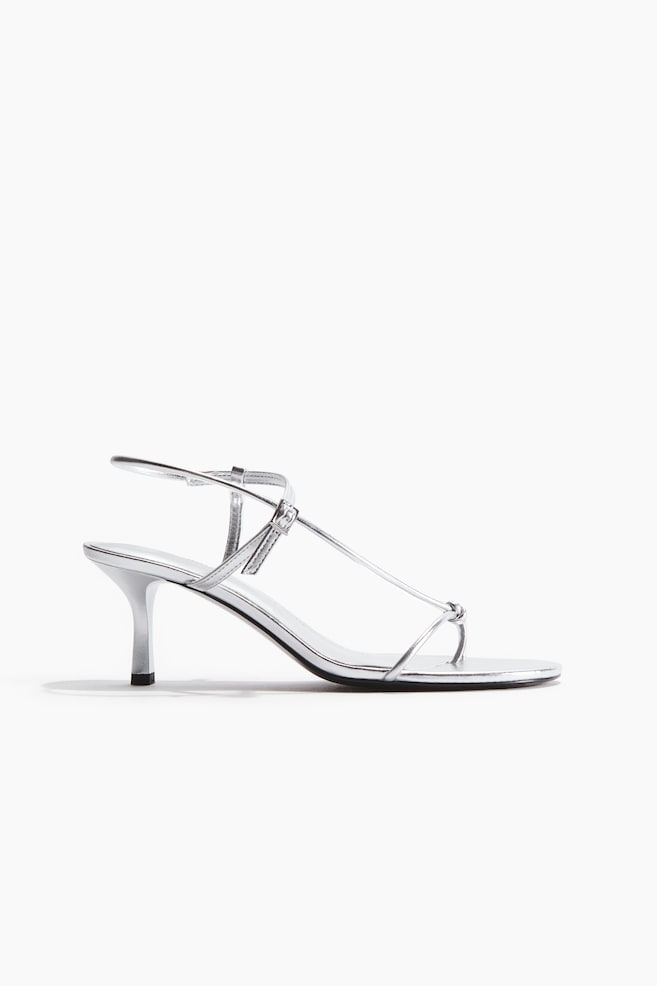 Heeled strappy sandals - Silver-coloured/White/Brown - 1