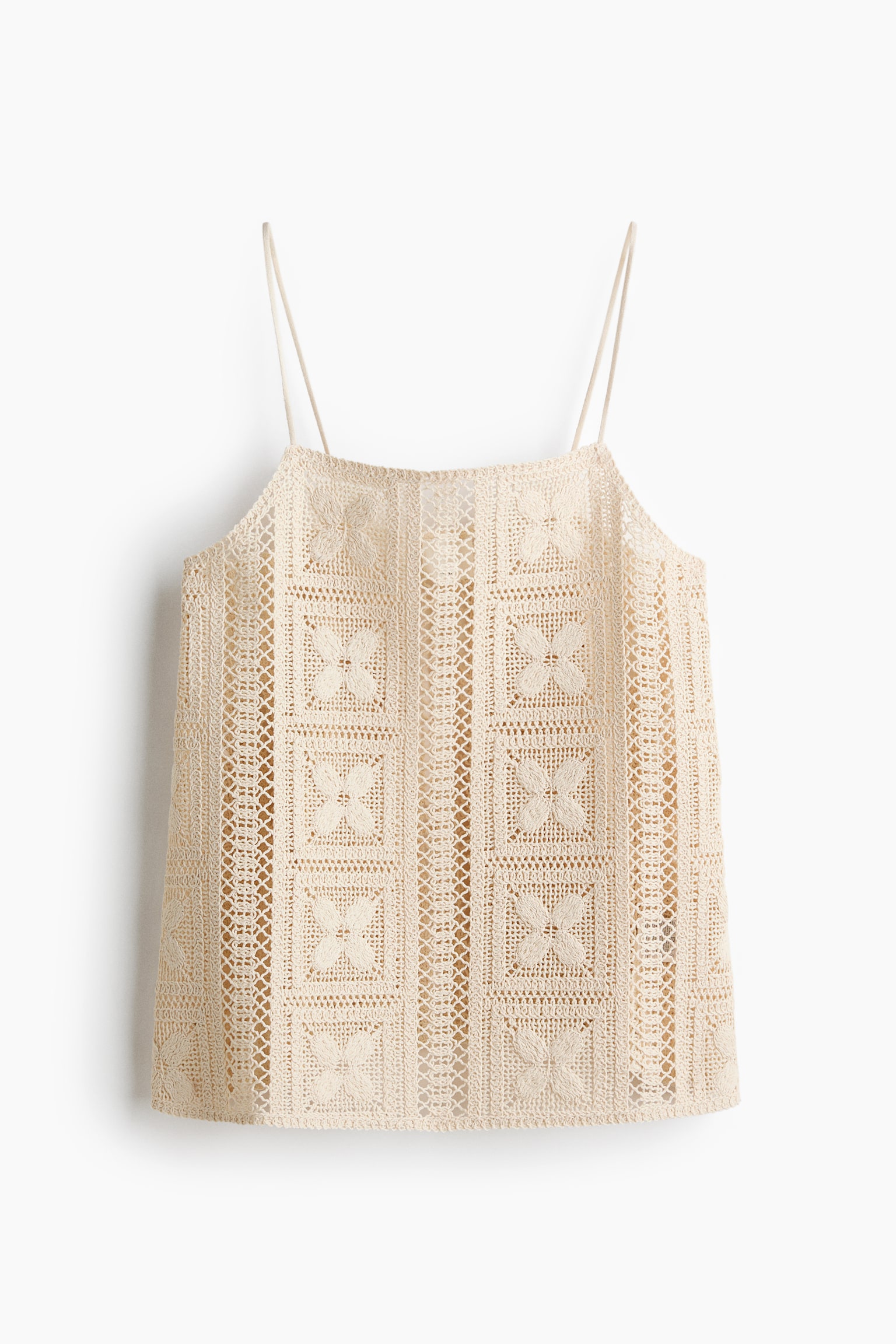 Silk-blend crochet-look top - Light beige - 2