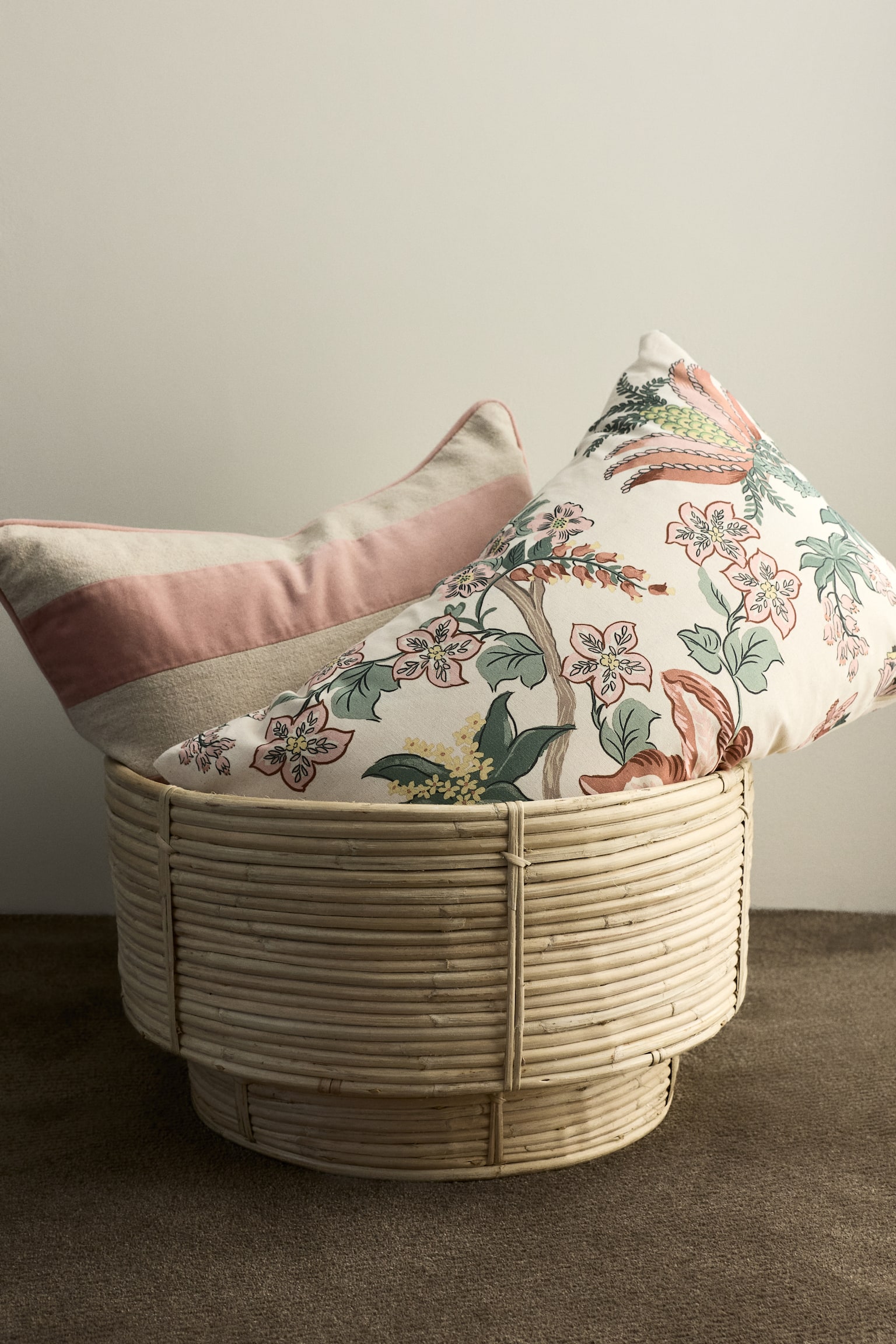 ラタンストレージバスケット ロータイプ - ライトベージュ - 2