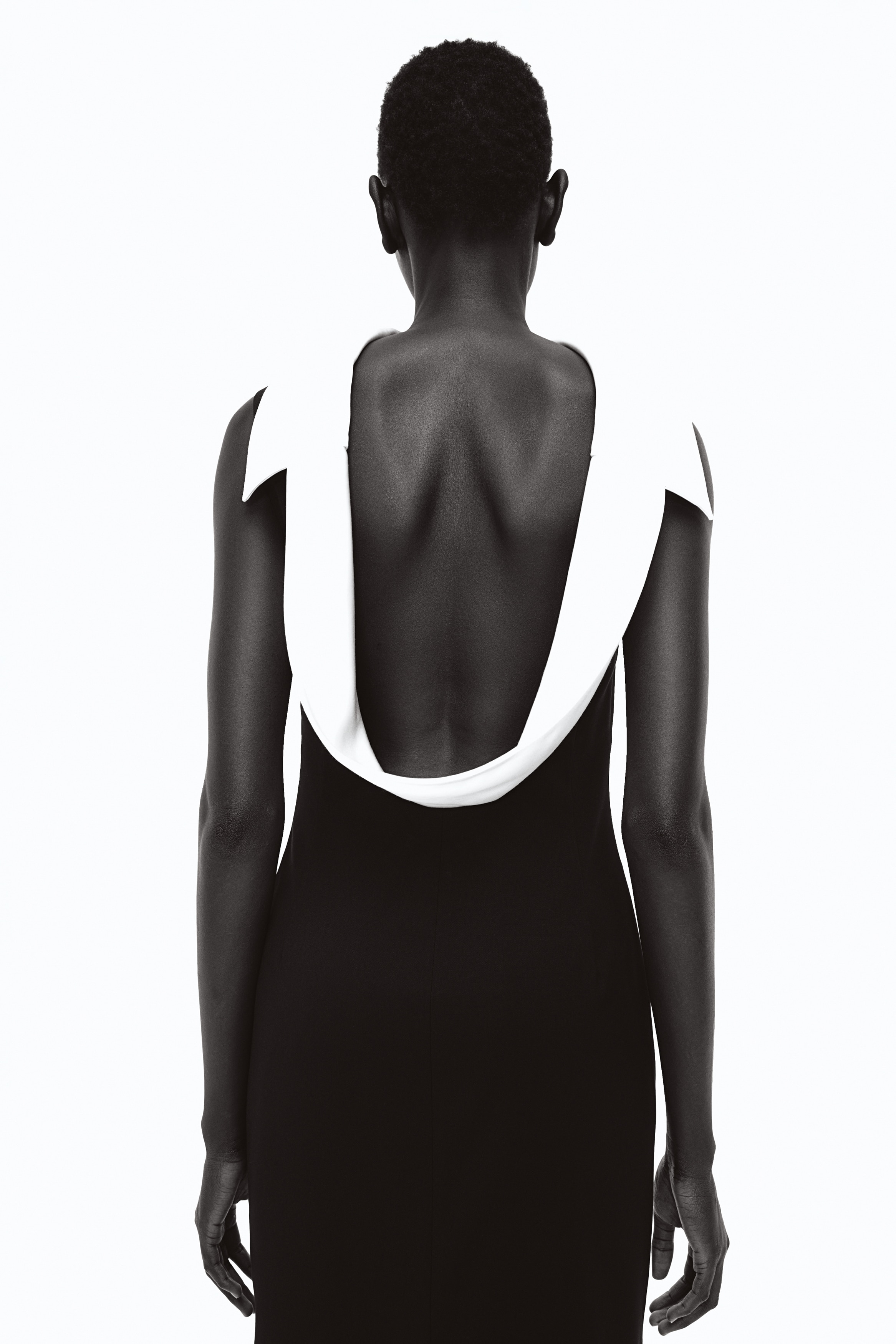 navy blue dress for baby girl Long Sleeve Backless Maxi Dress Black White main image 1