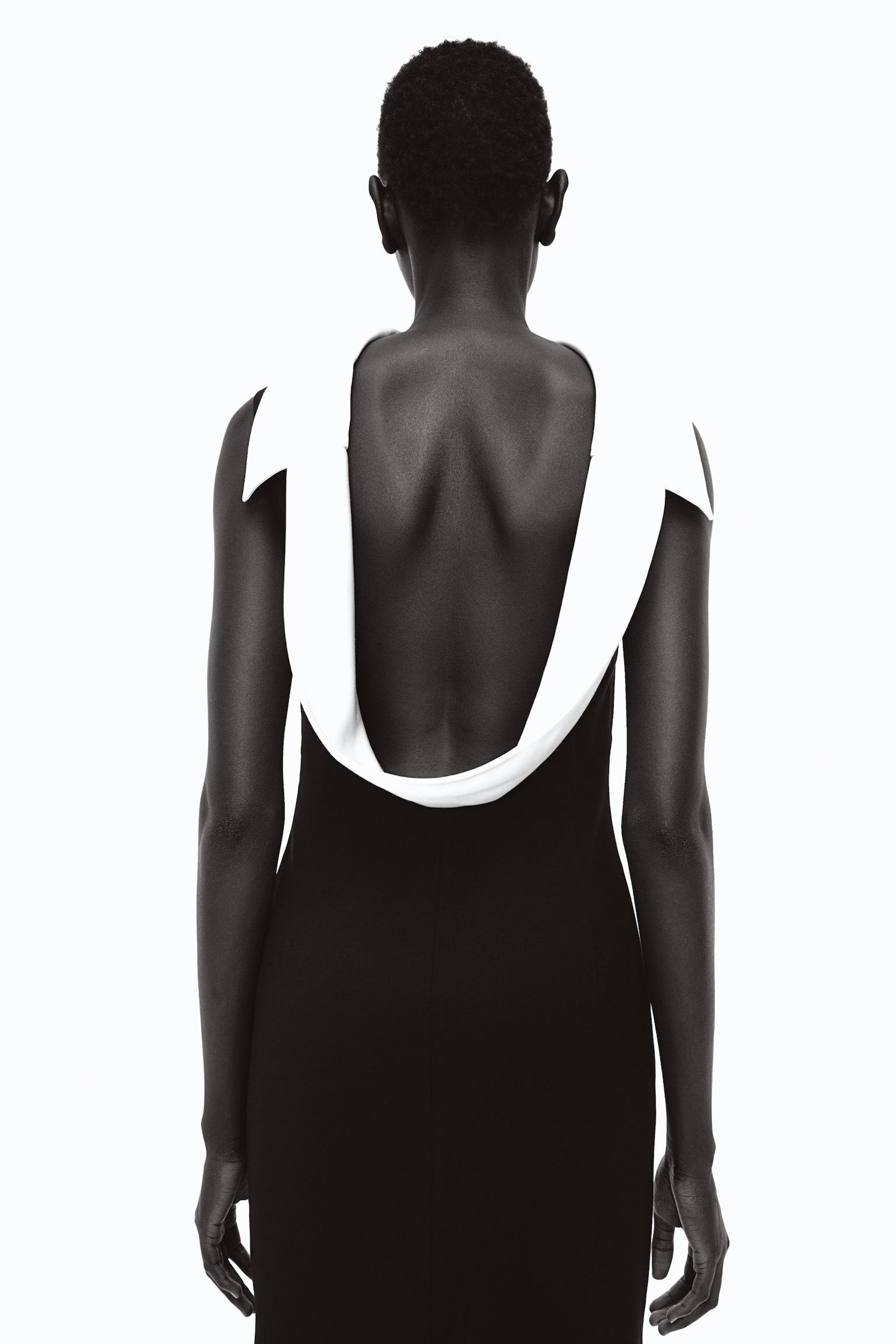 Open-back dress - Black/White - 4