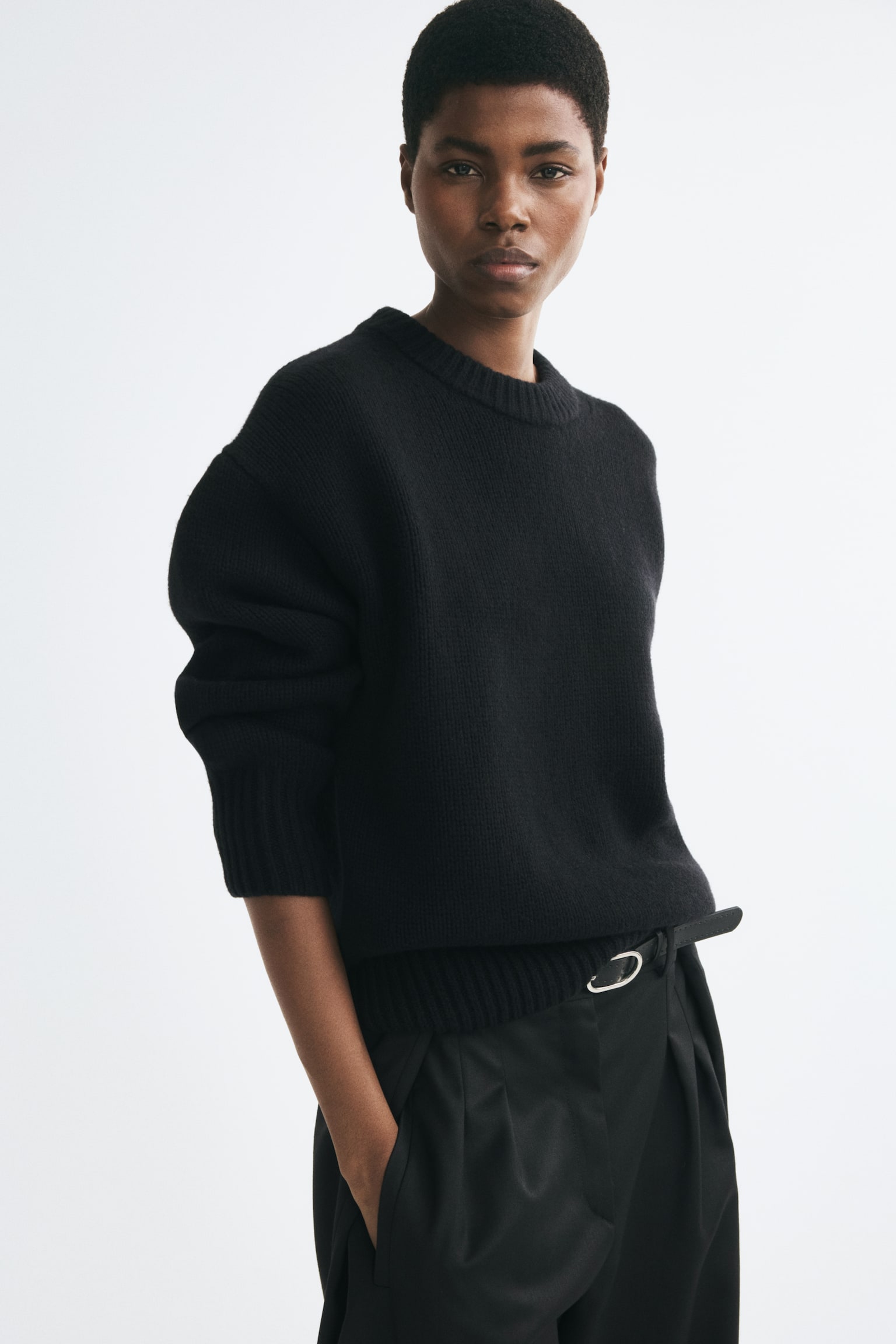 Женский свитер H&M Oversized Wool, цвет: Чёрный — фото 4