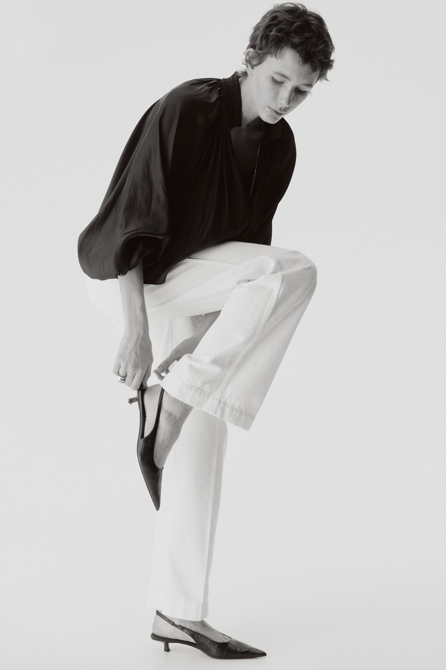 寬鬆高腰牛仔褲 - 白色/深丹寧藍/丹寧藍/淺丹寧藍 - 6