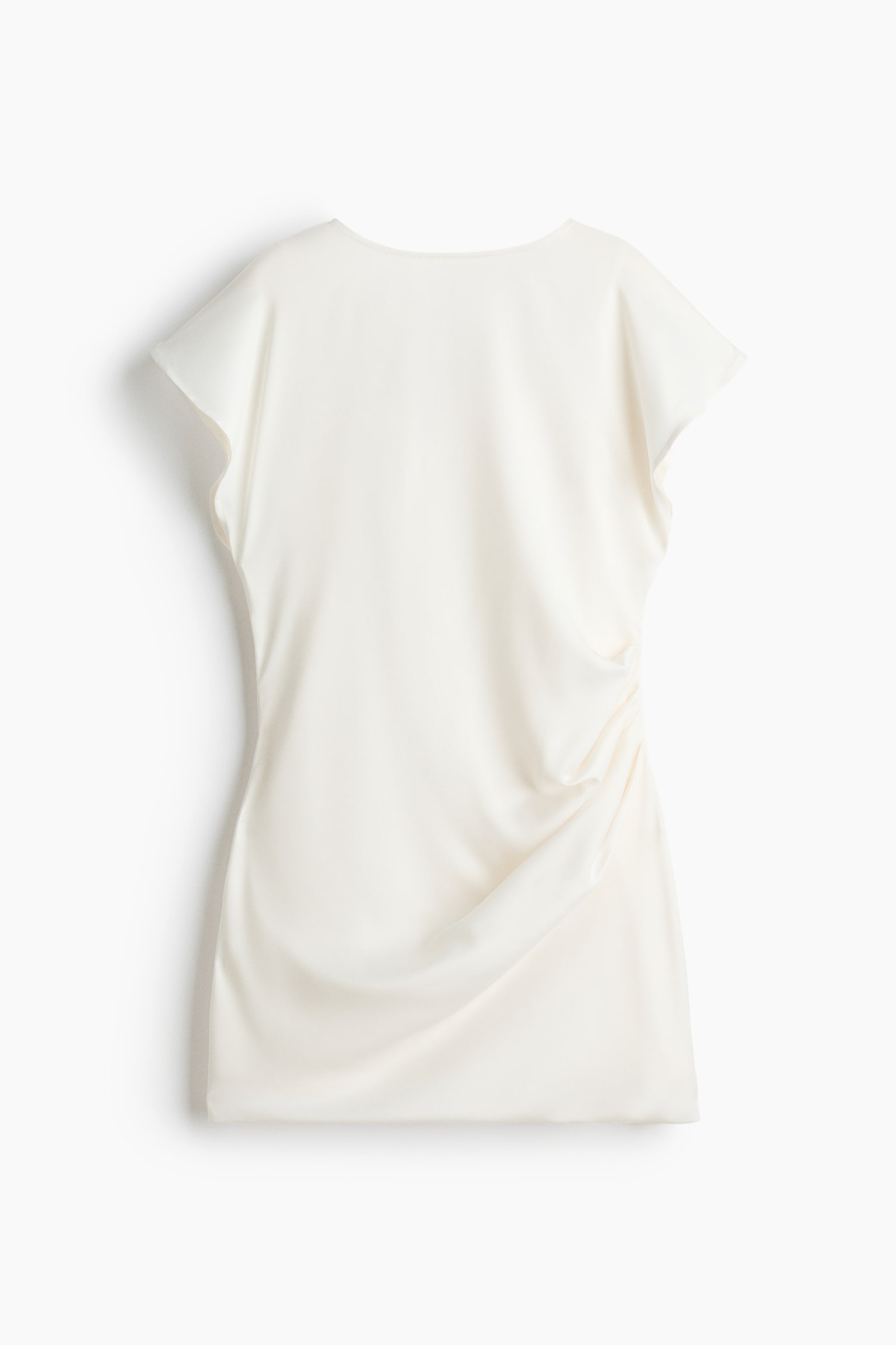 Draped satin dress - Cream/Light blue