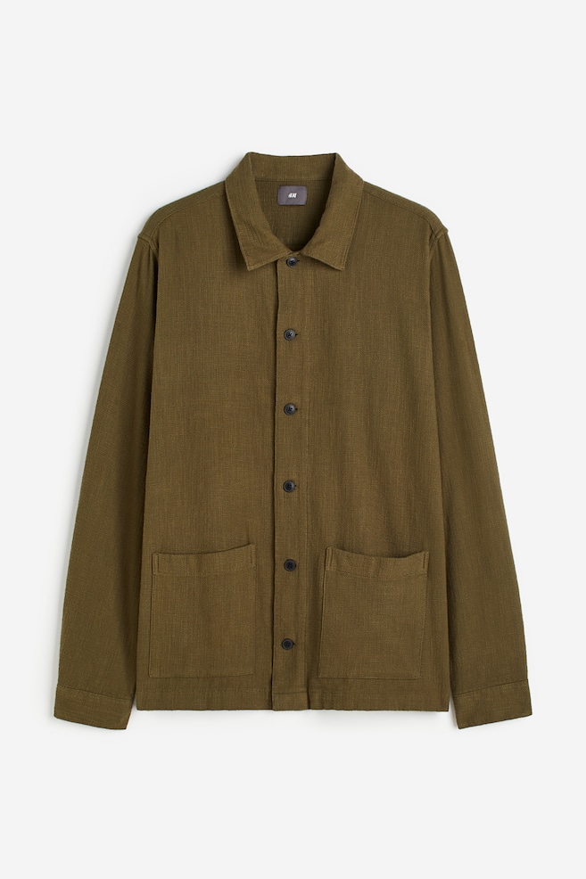 Regular Fit Cotton overshirt - Mørk kakigrønn - 1