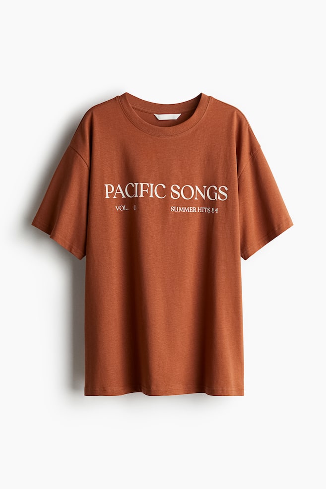 Oversized T-shirt - Brown/Pacific Songs/White/Tiger/Dark grey/Bananas/Light beige/Leopard print/White/Lemons/Dark brown/Black patterned - 1