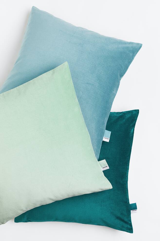 Cotton velvet cushion cover - Turquoise/Bright red/Light orange/Light green/dc - 4