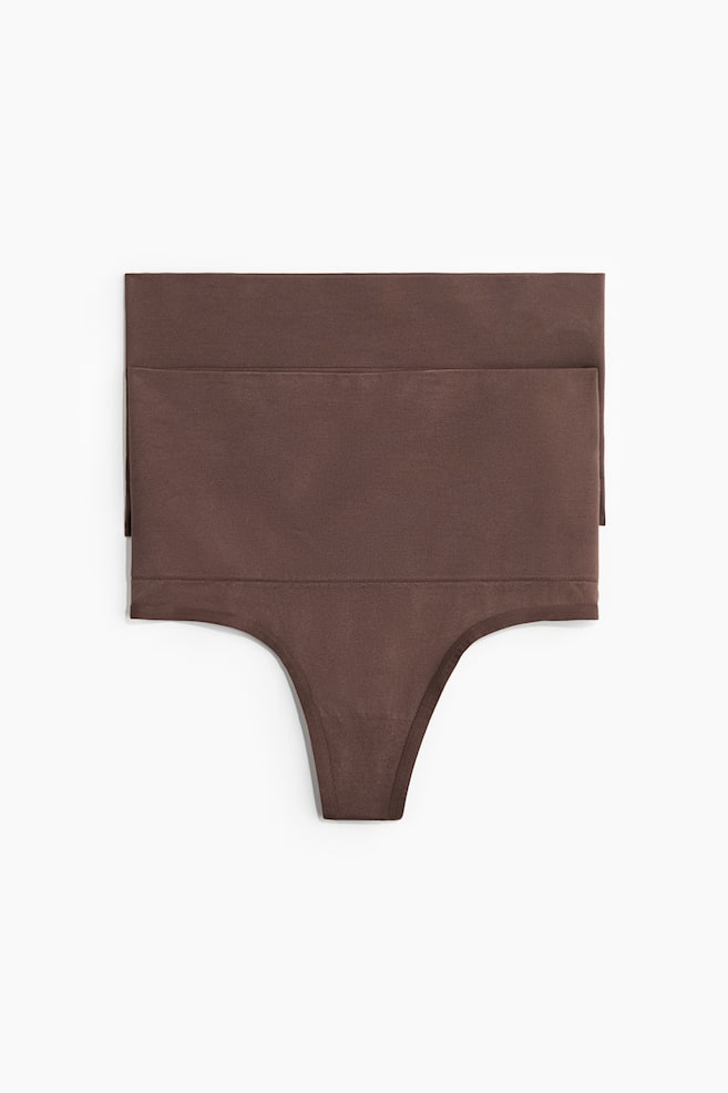 2-pack Medium Shape Thong briefs - Dark brown/Black/Old rose/Light beige - 1
