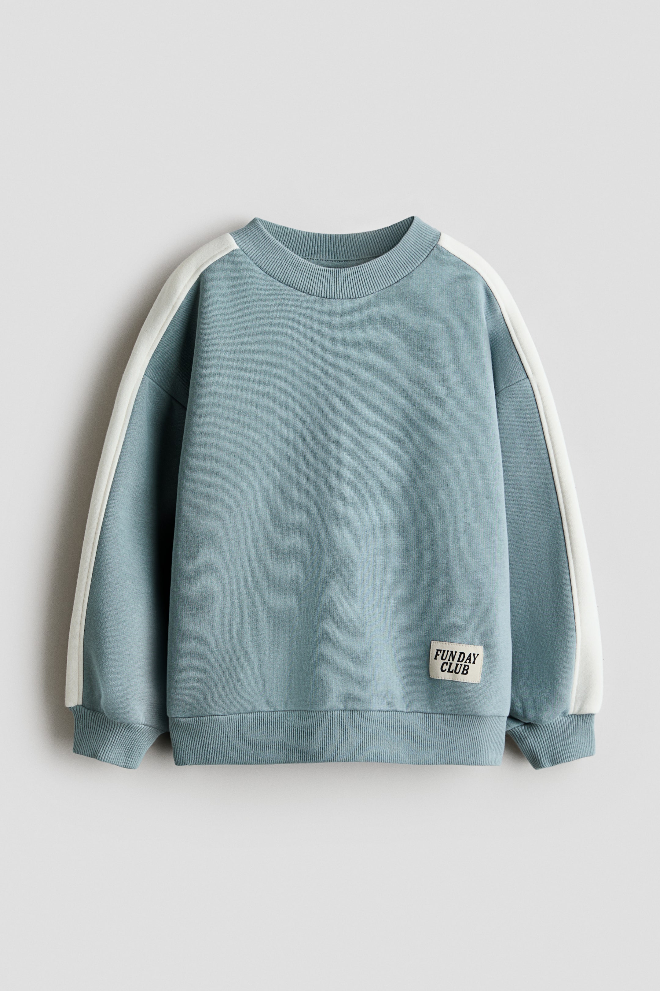 View larger image: Loose-fit brushed-inside sweatshirt - Dusty turquoise/Fun Day Club - Kids | H&M 1