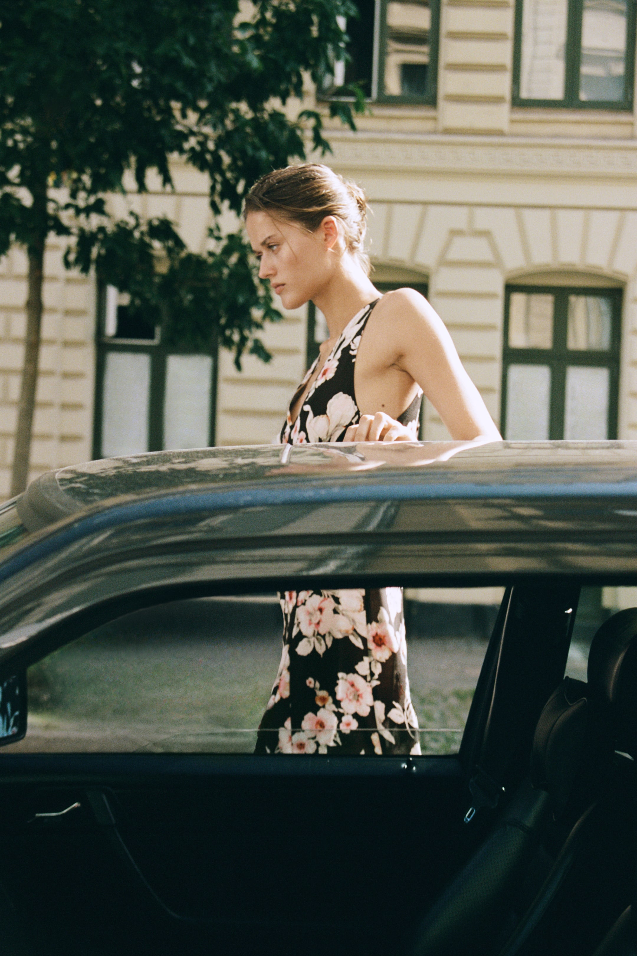 Crêpe Dress with Godet Pleats