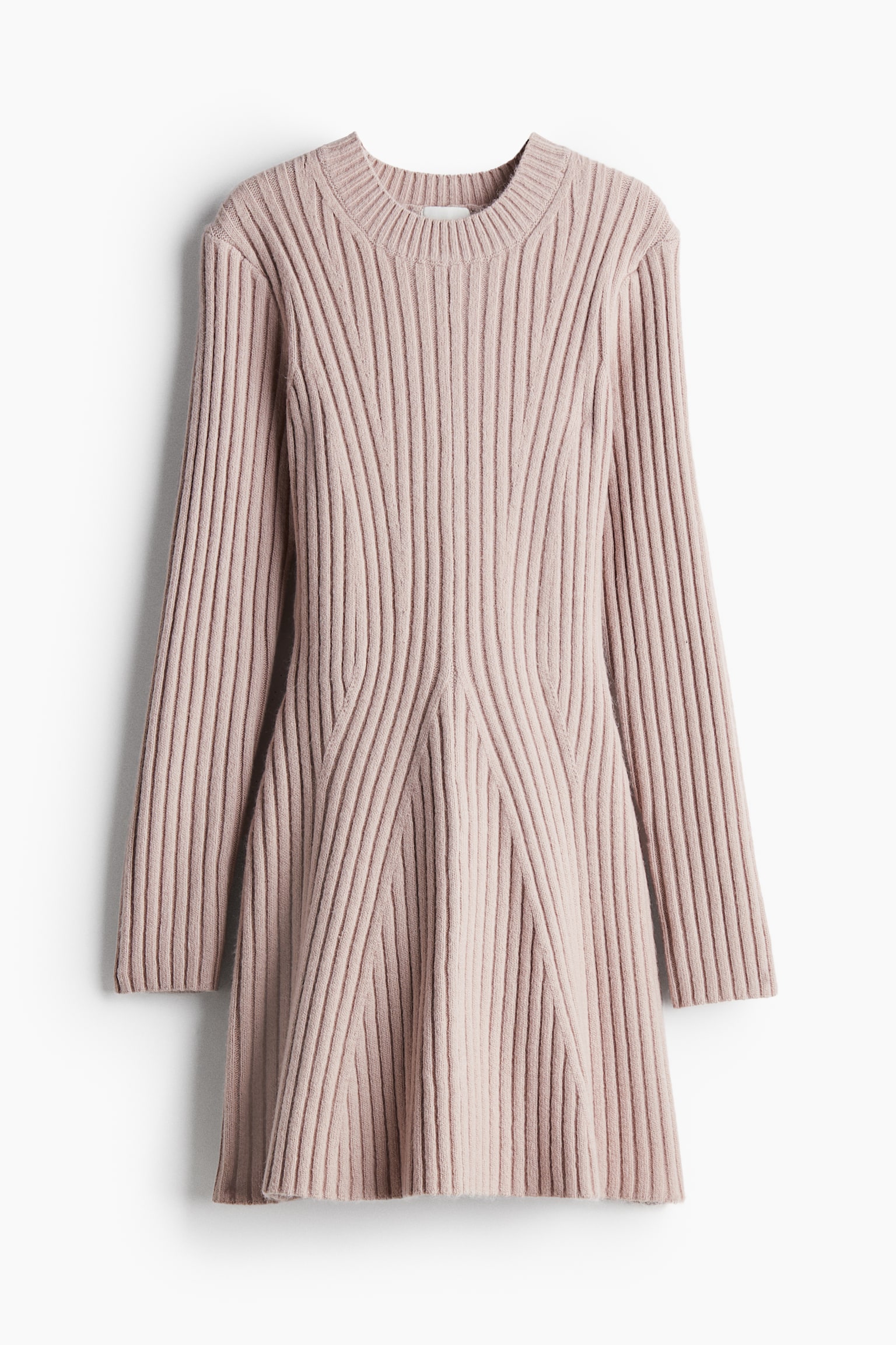 Rib-knit dress - Powder pink/Grey marl/Dark khaki green/Light brown/Light beige marl - 2