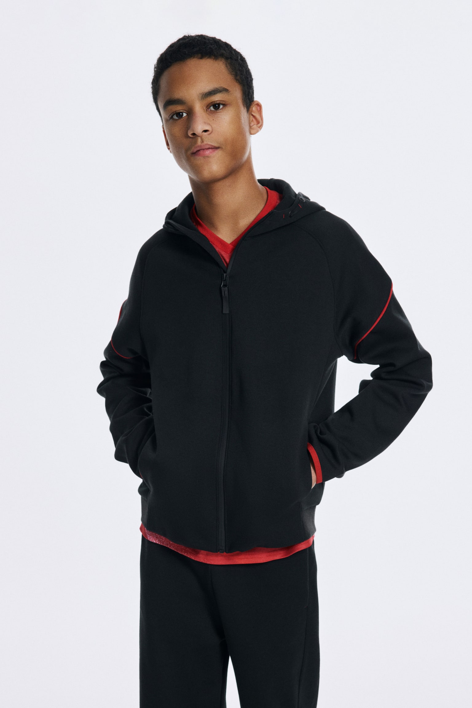 Sudadera deportiva de zíper con DryMove™ - Negro/Azul cerceta/Gris tenue - 1