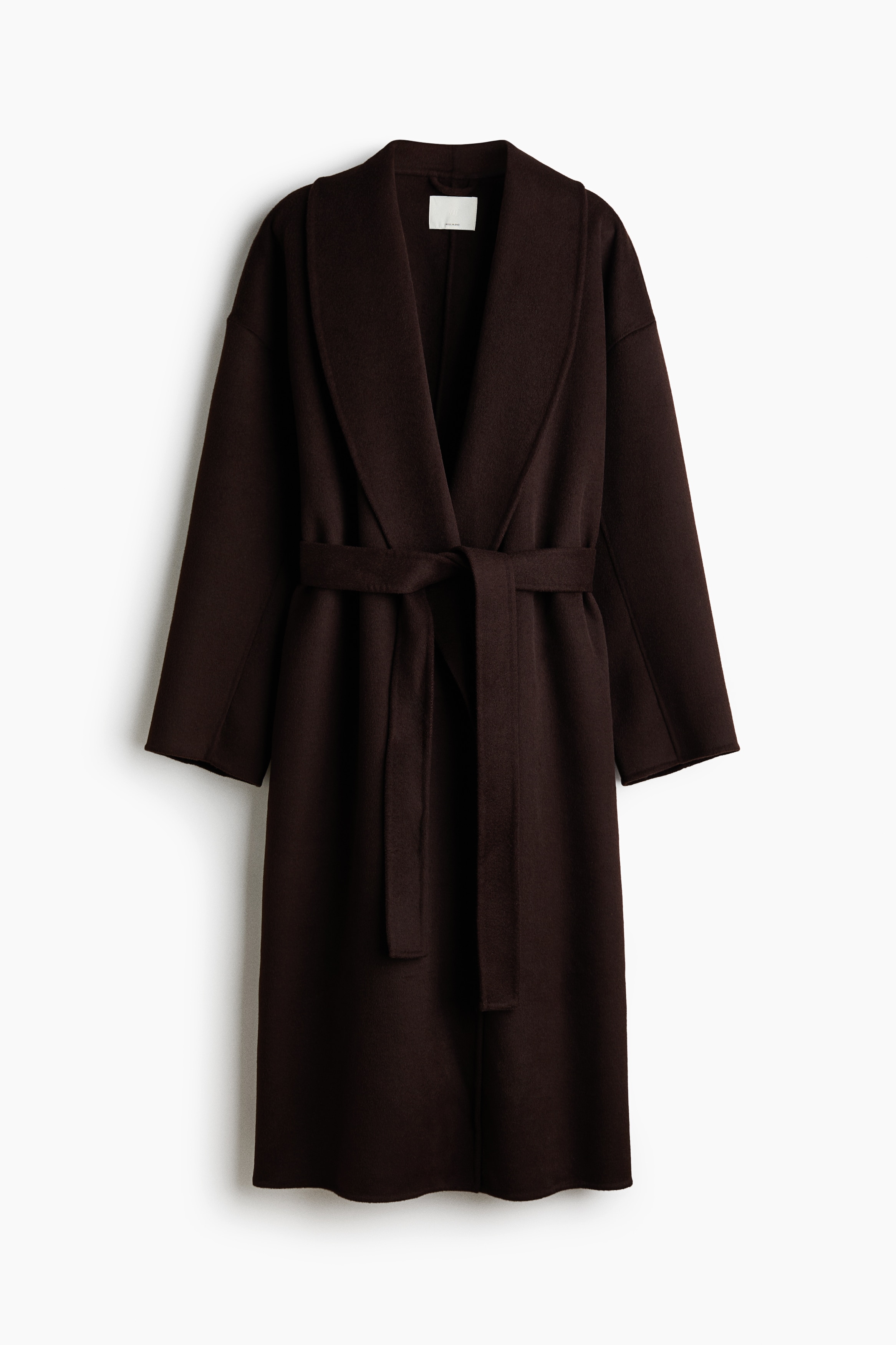 Ručně vyrobený kabát z vlněné směsi Oversized Fit - Tmavě hnědá/Hnědošedá