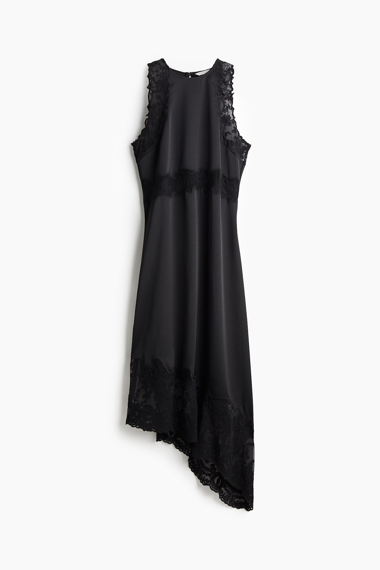 knee length dresses for ladies Black Plunge Neck Lace Insert Maxi Dress | Dresses main image 1
