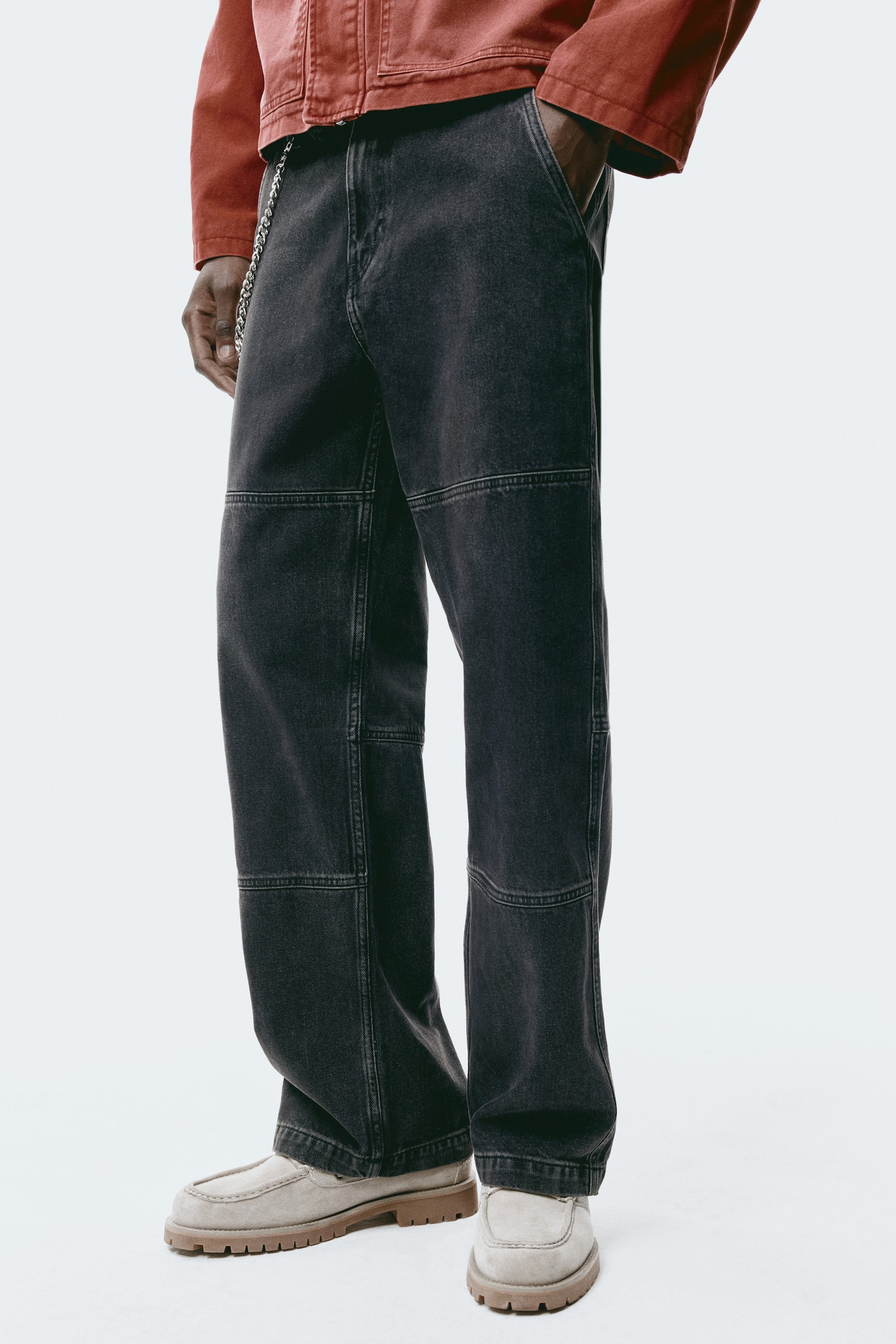 Мужские джинсы H&M Loose-Fit Worker, цвет: Чёрный — фото 3