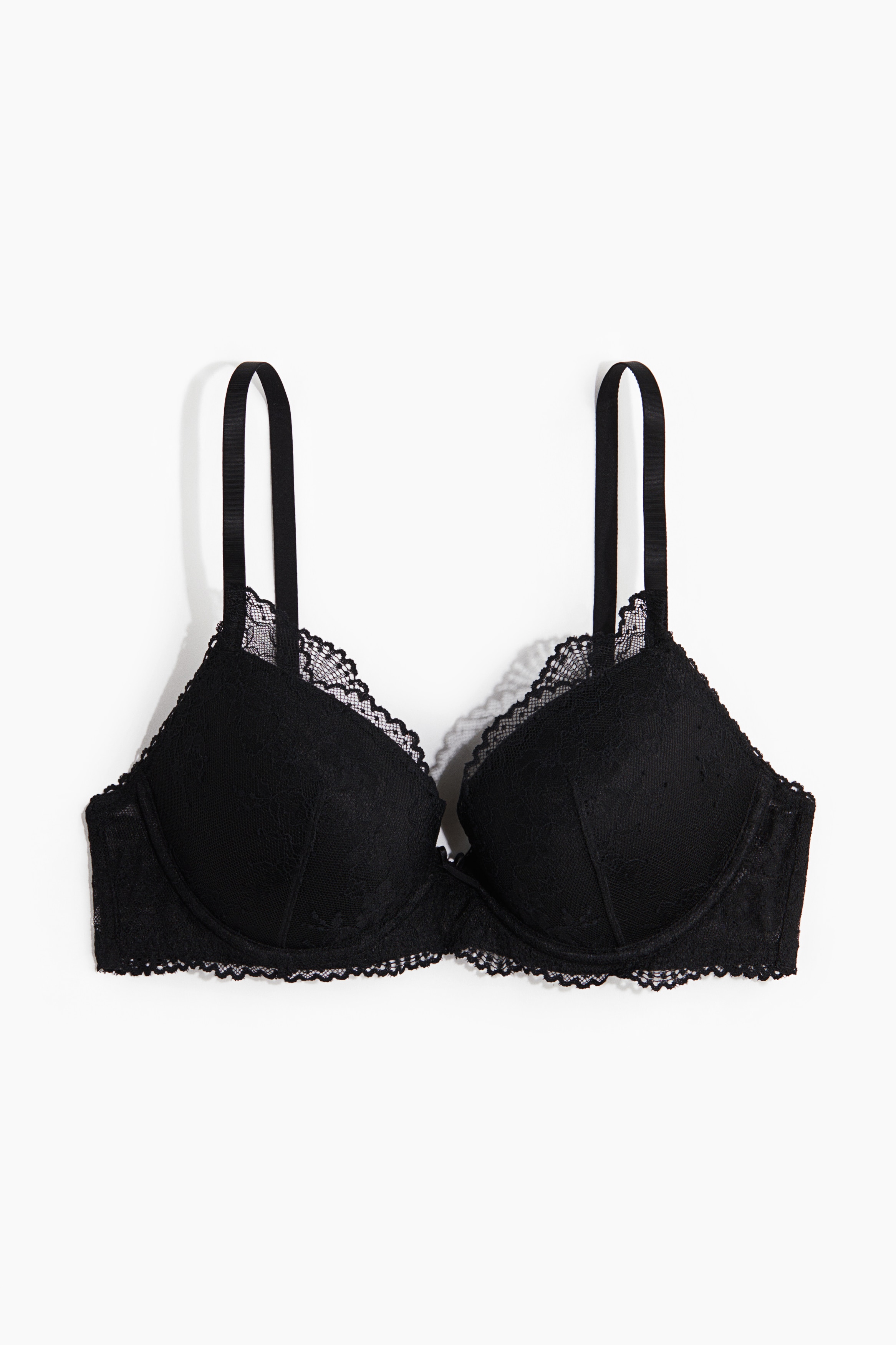 Sutiã push-up em renda - Preto/Azul claro/Rosa pó/Branco