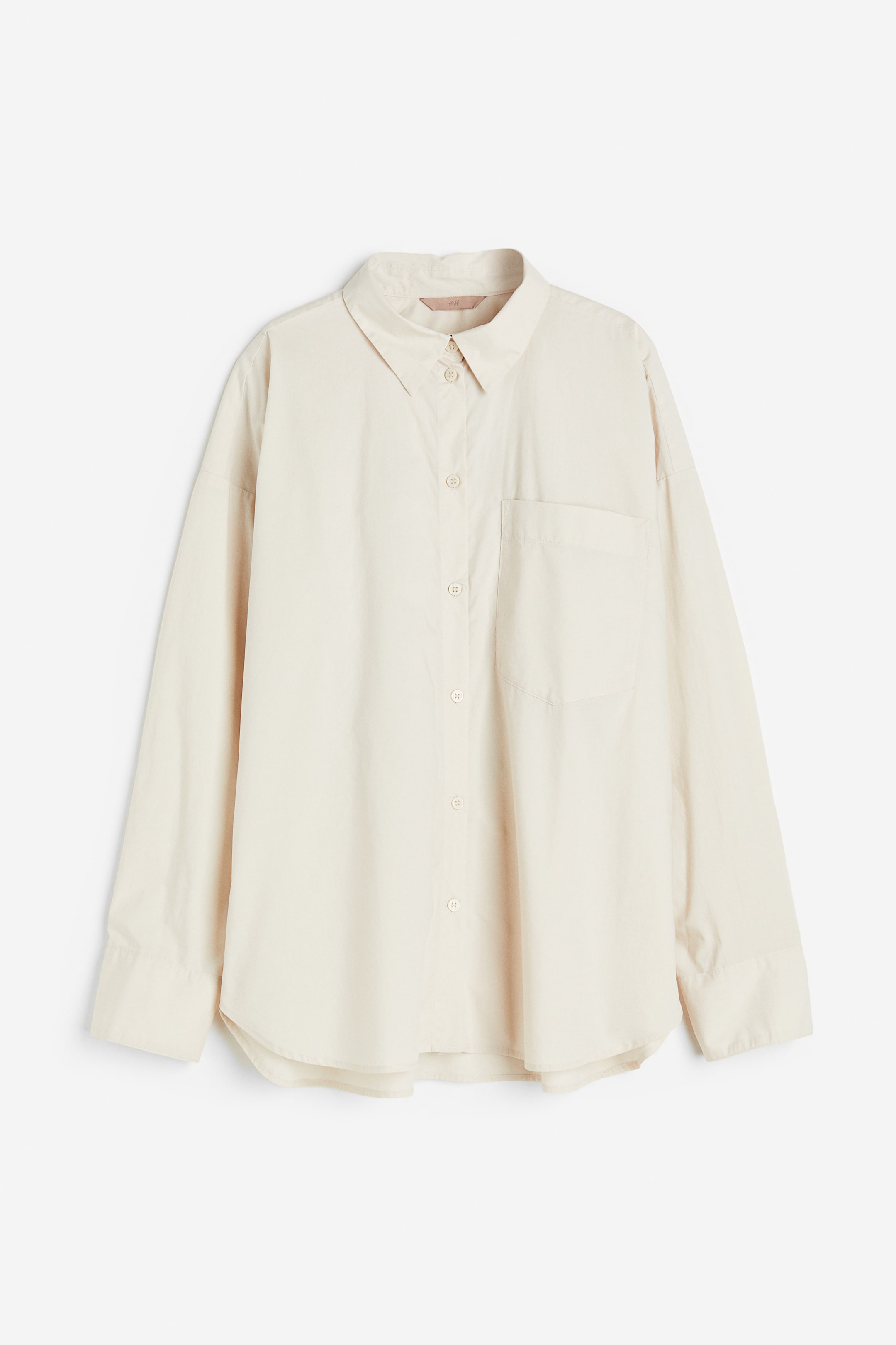 Cotton shirt - Long sleeve - Regular length - Light beige - Ladies | H&M GB