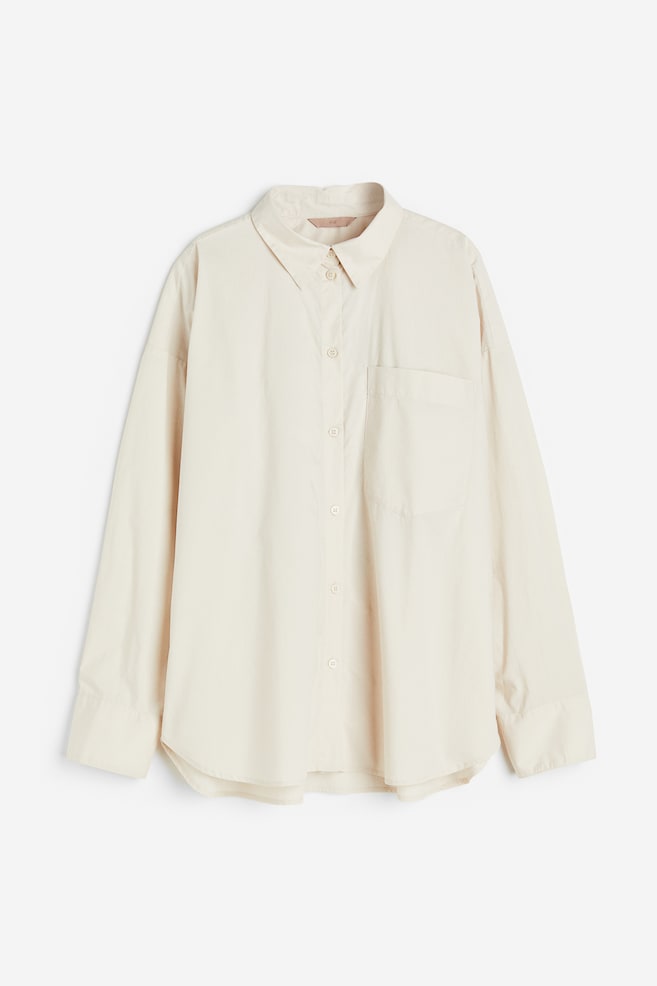 Camicia in cotone - Beige chiaro/Bianco - 1