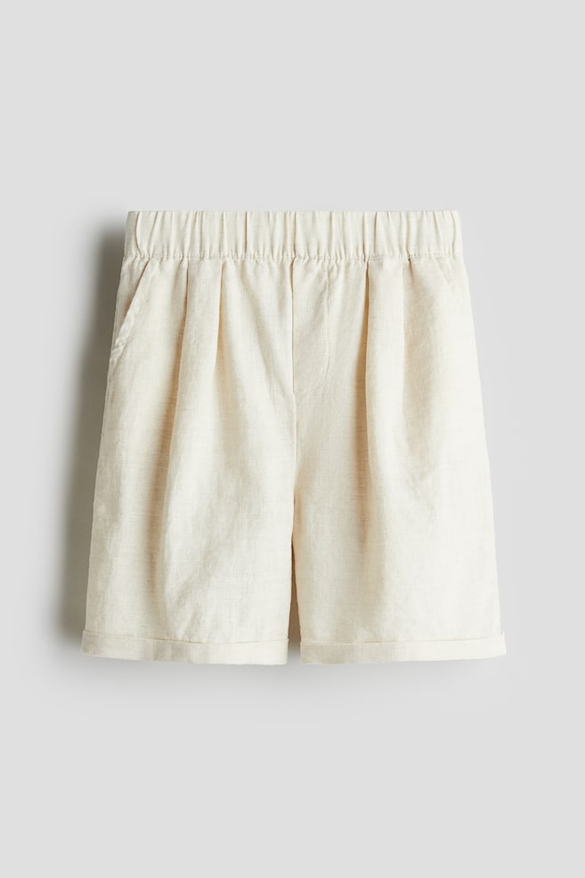 Short de longueur genou en lin - Crème - 1
