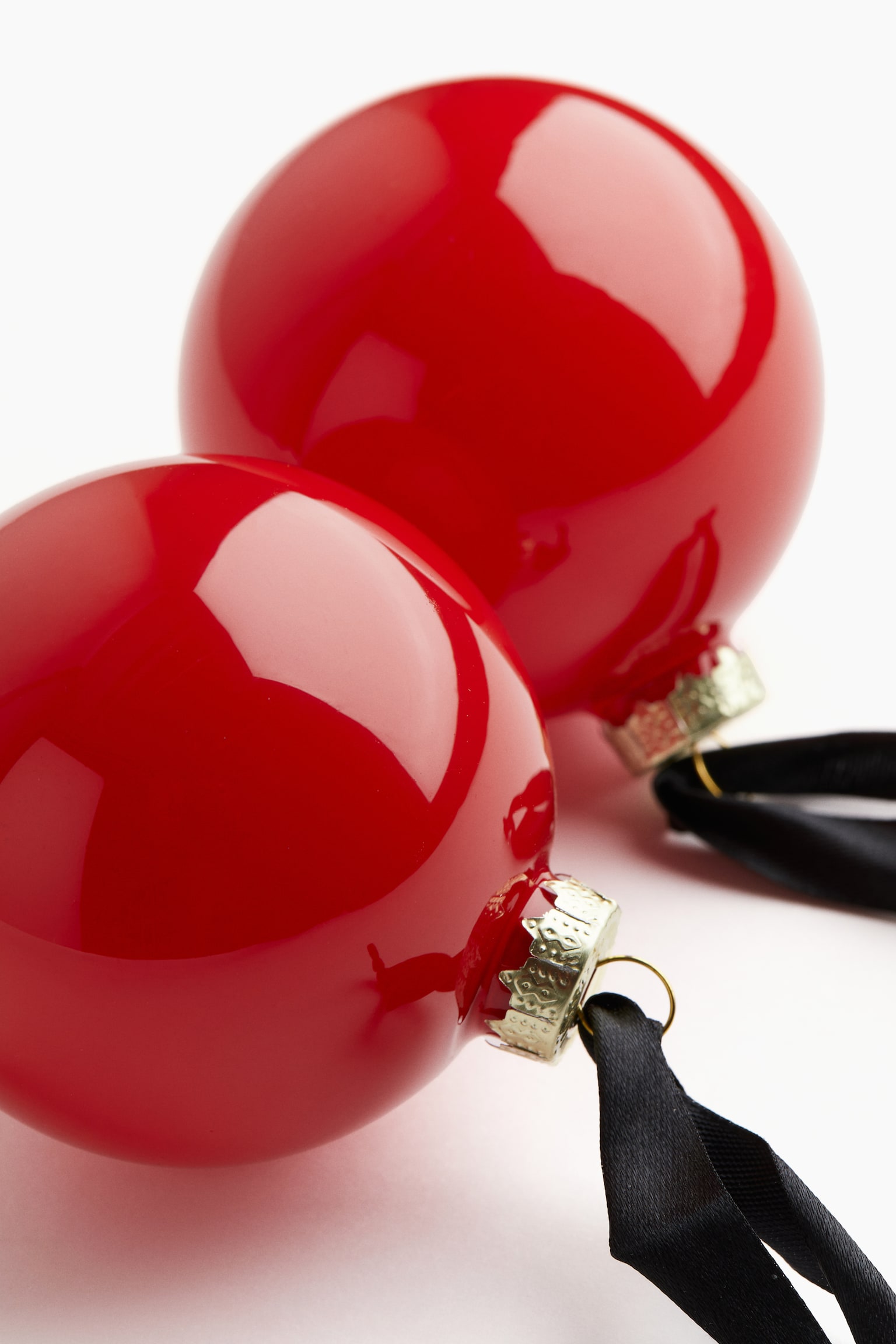 2-pack glass baubles - Red/Silver-coloured - 3