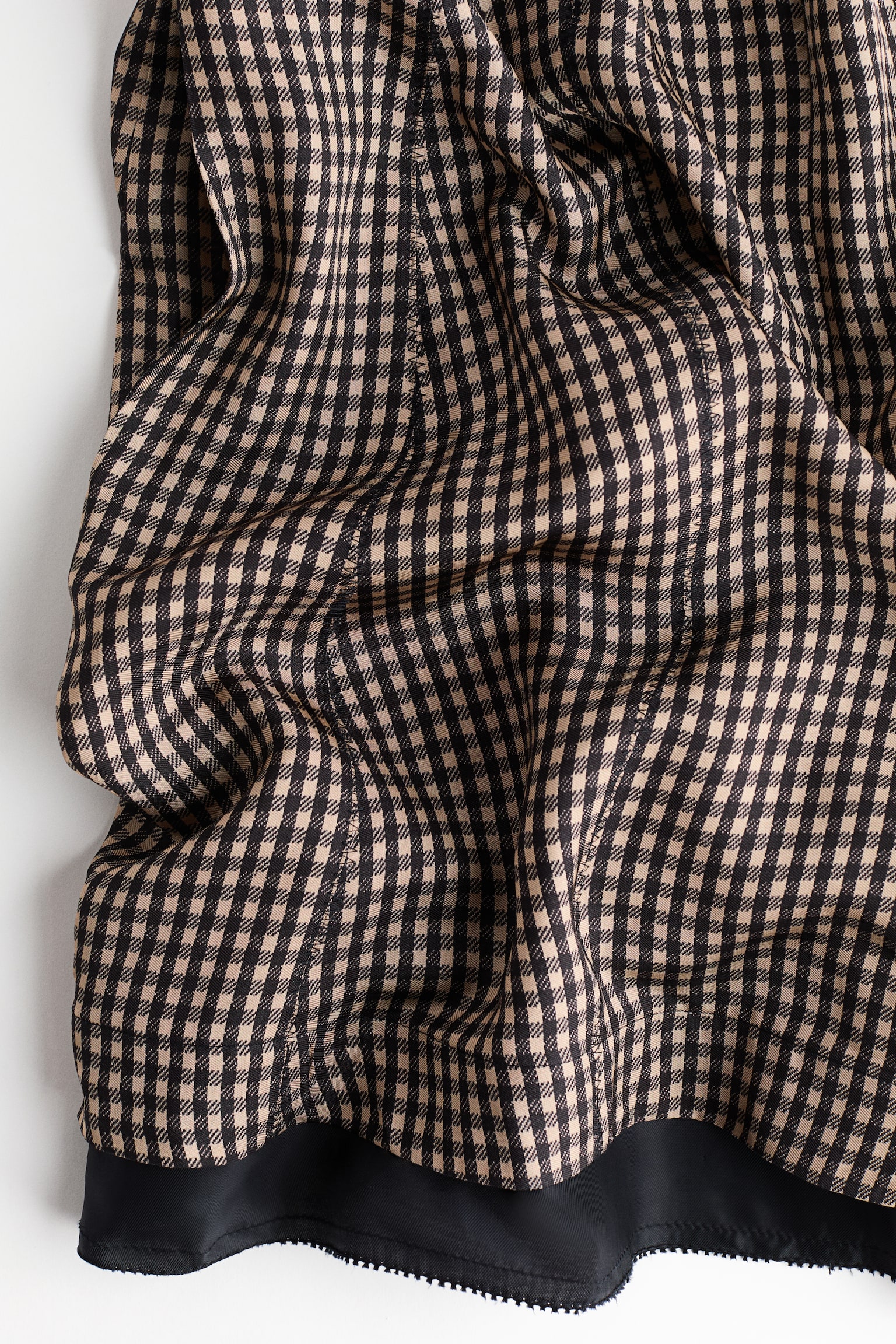 Puff-Sleeved Dress - Black/gingham - 5