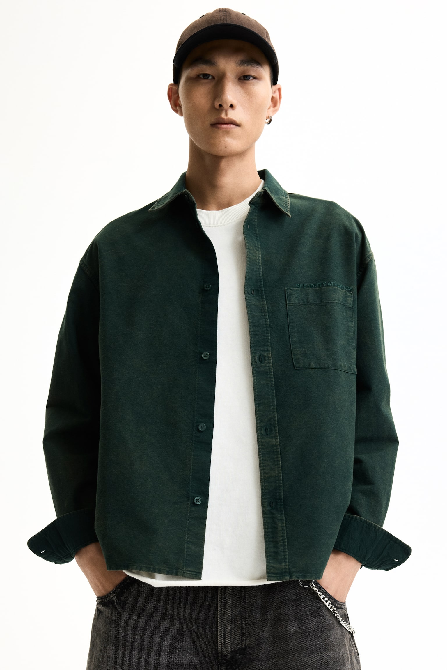 Relaxed-Fit Cotton Shirt - Dark green - 1