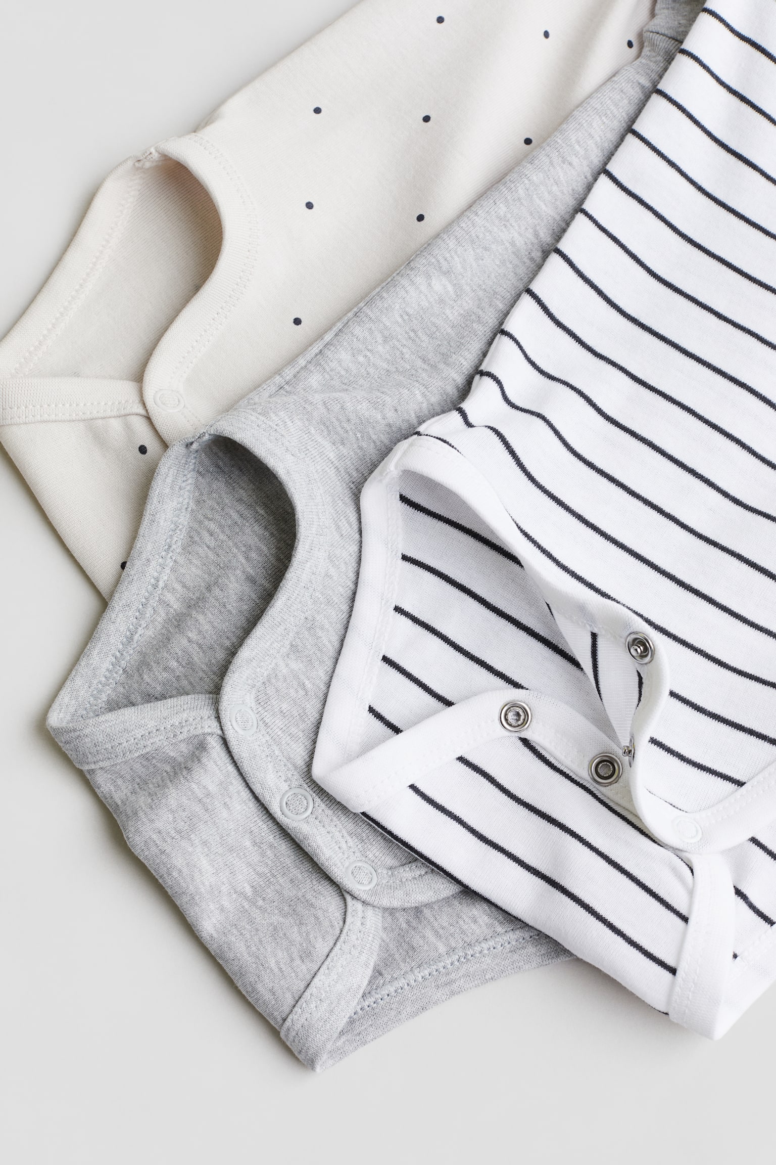 Детские хлопковые боди H&M, 3 шт, цвет: Серый — фото 3