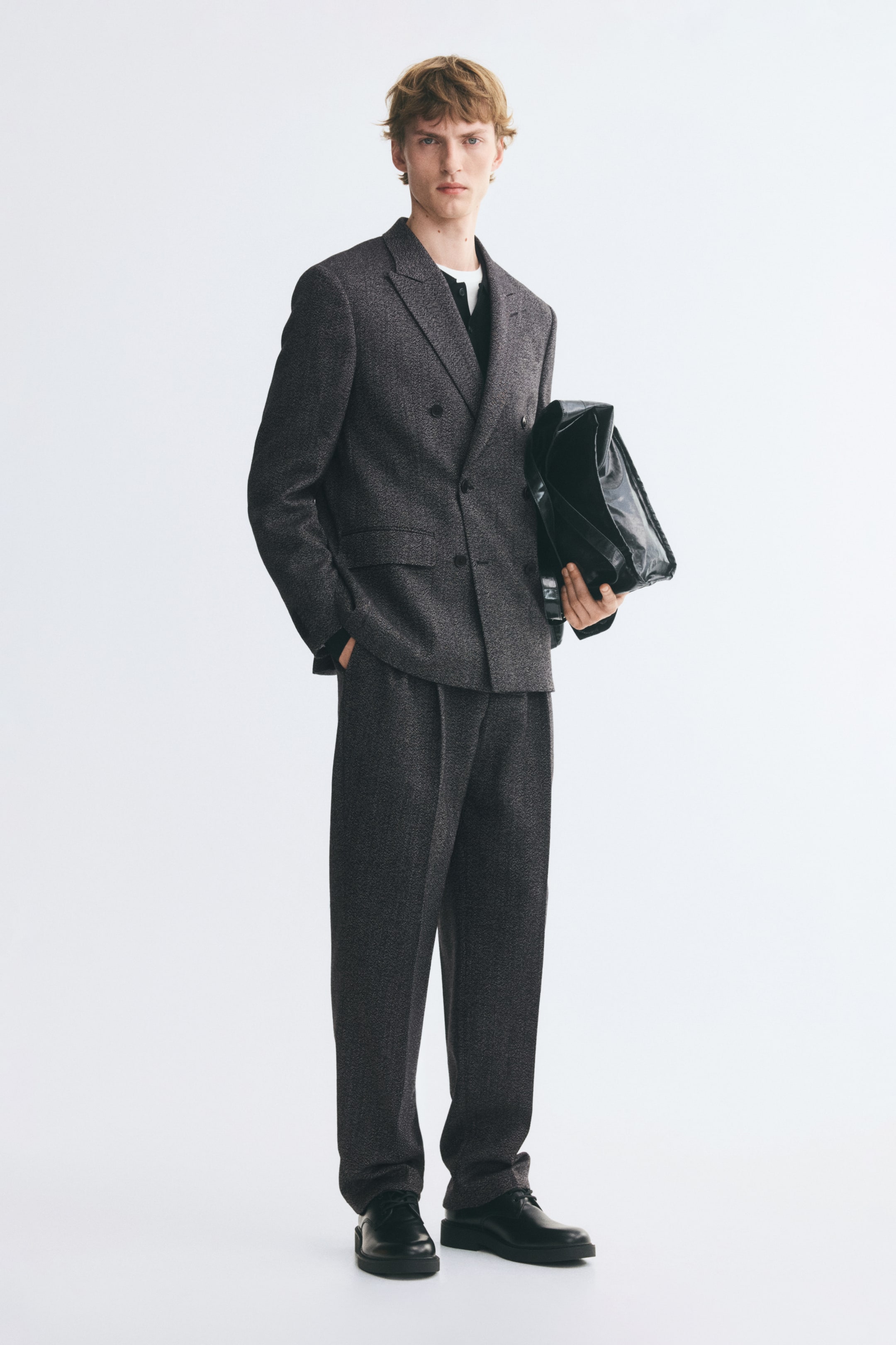 View larger image: Regular Fit Wool suit trousers - Black/White - Men | H&M 1