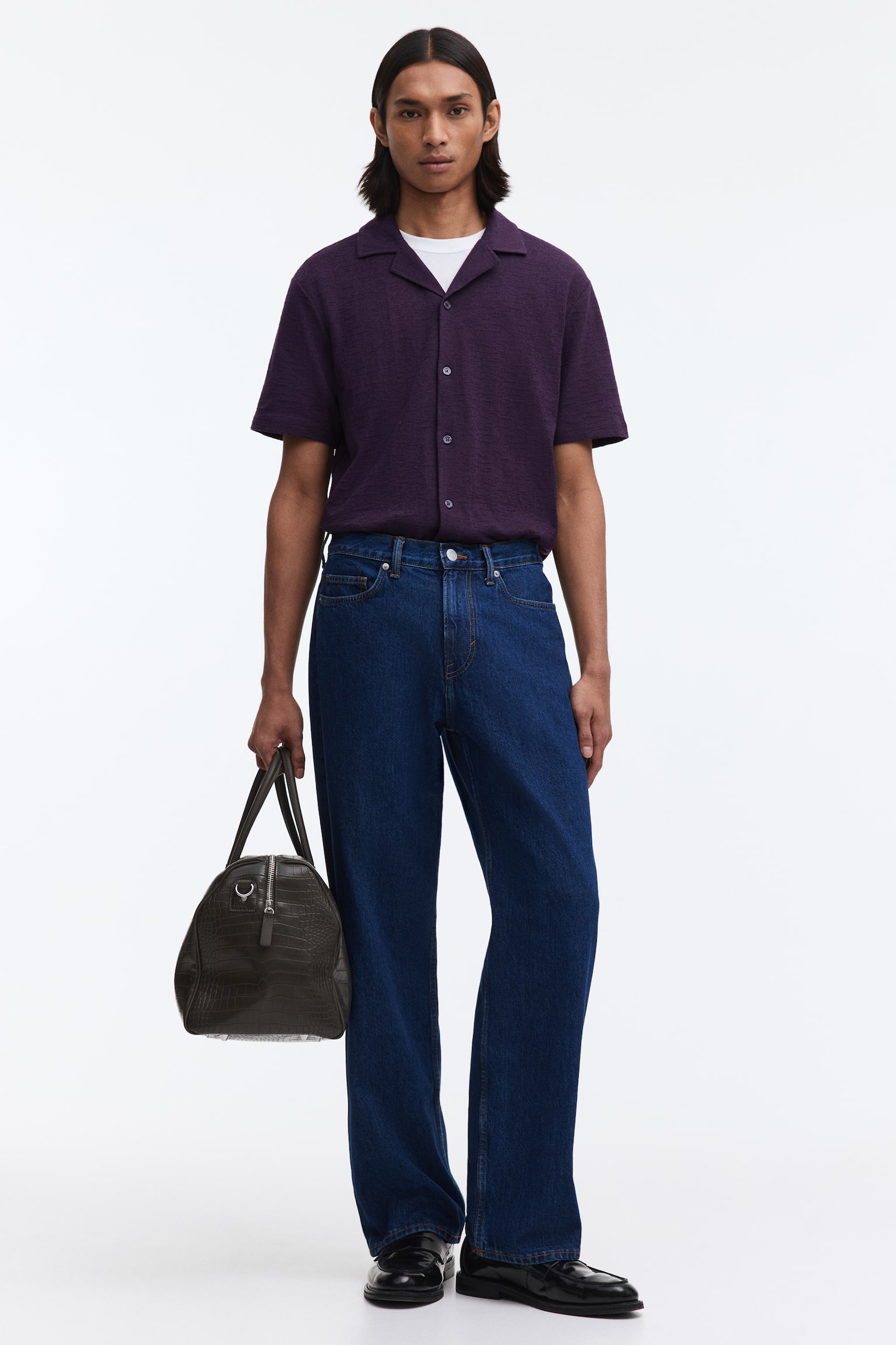 חולצת ריזורט Regular Fit - סגול כהה/שחור - 3