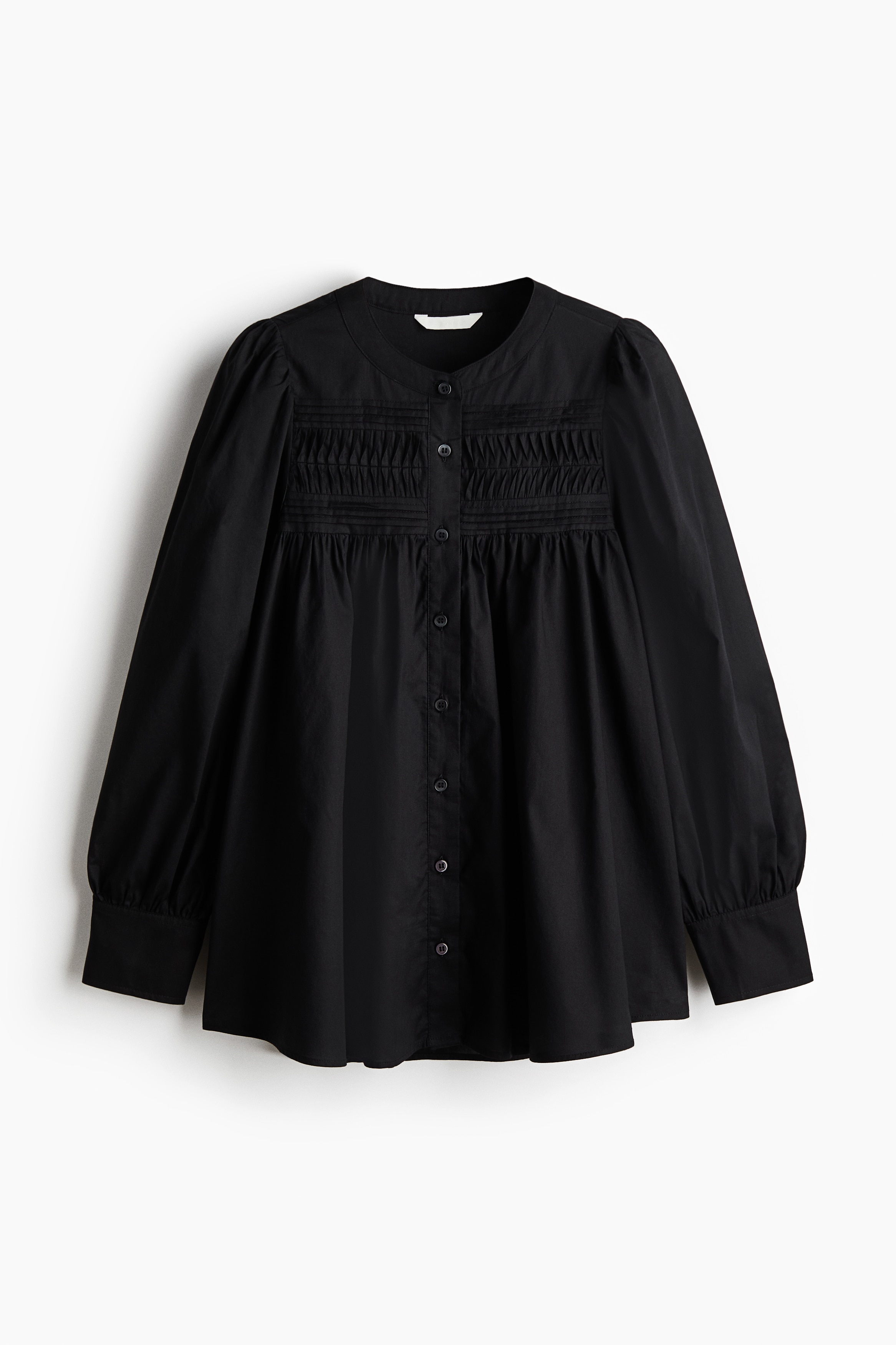 플리츠 블라우스 - 블랙/화이트