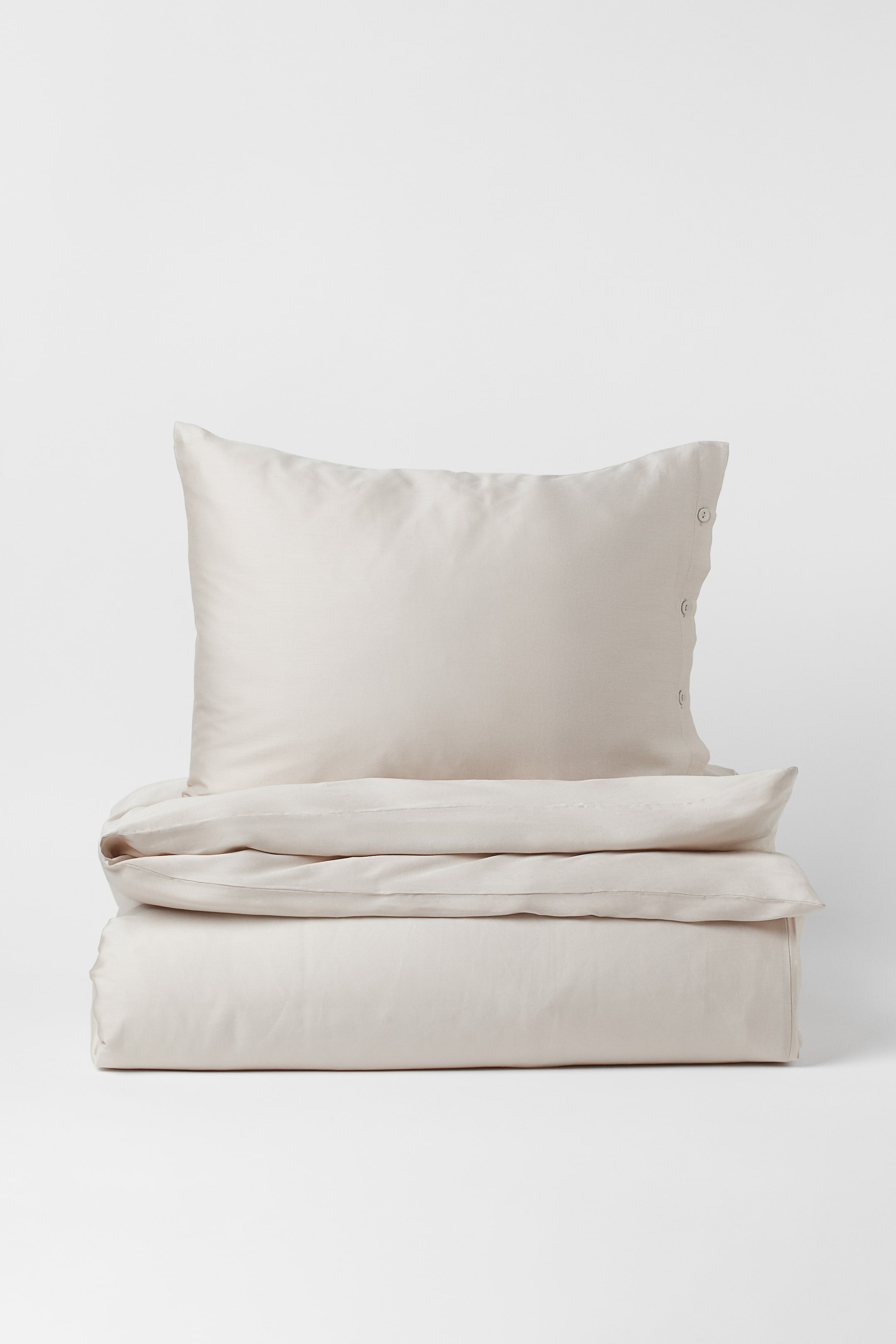 Zobrazit větší obrázek: Saténová sada povlečení na jednolůžko - Světle béžová - HOME | H&M CZ 1