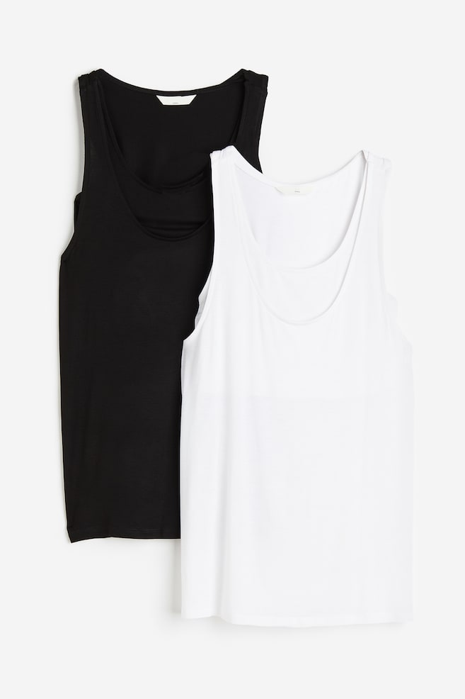 MAMA 2-pack Before & After nursing vest tops - Black/White/Light beige/Cream - 1