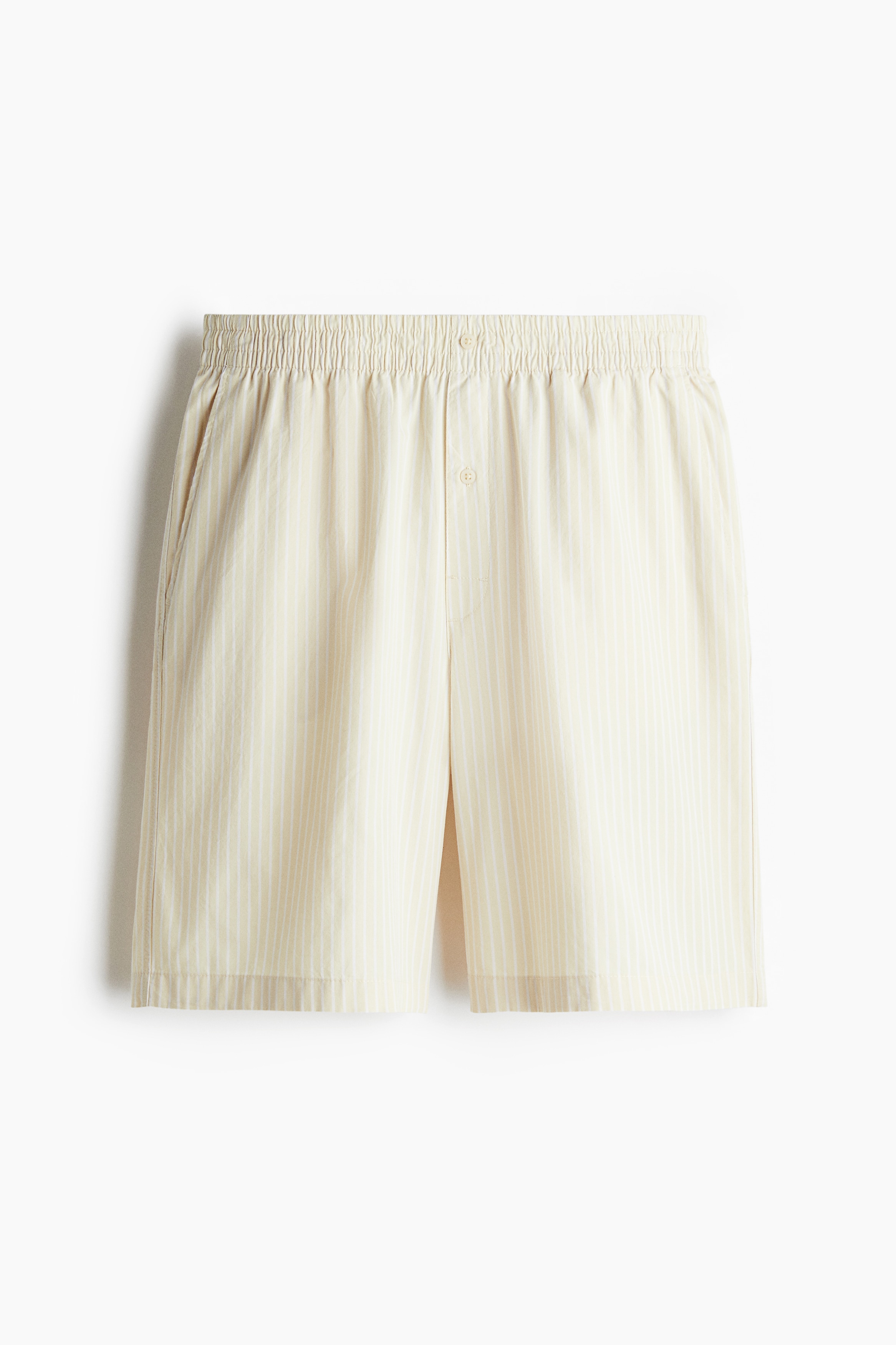 Relaxed Fit Shorts i bomull - Beige/Stripet/Vinrød/Stripet