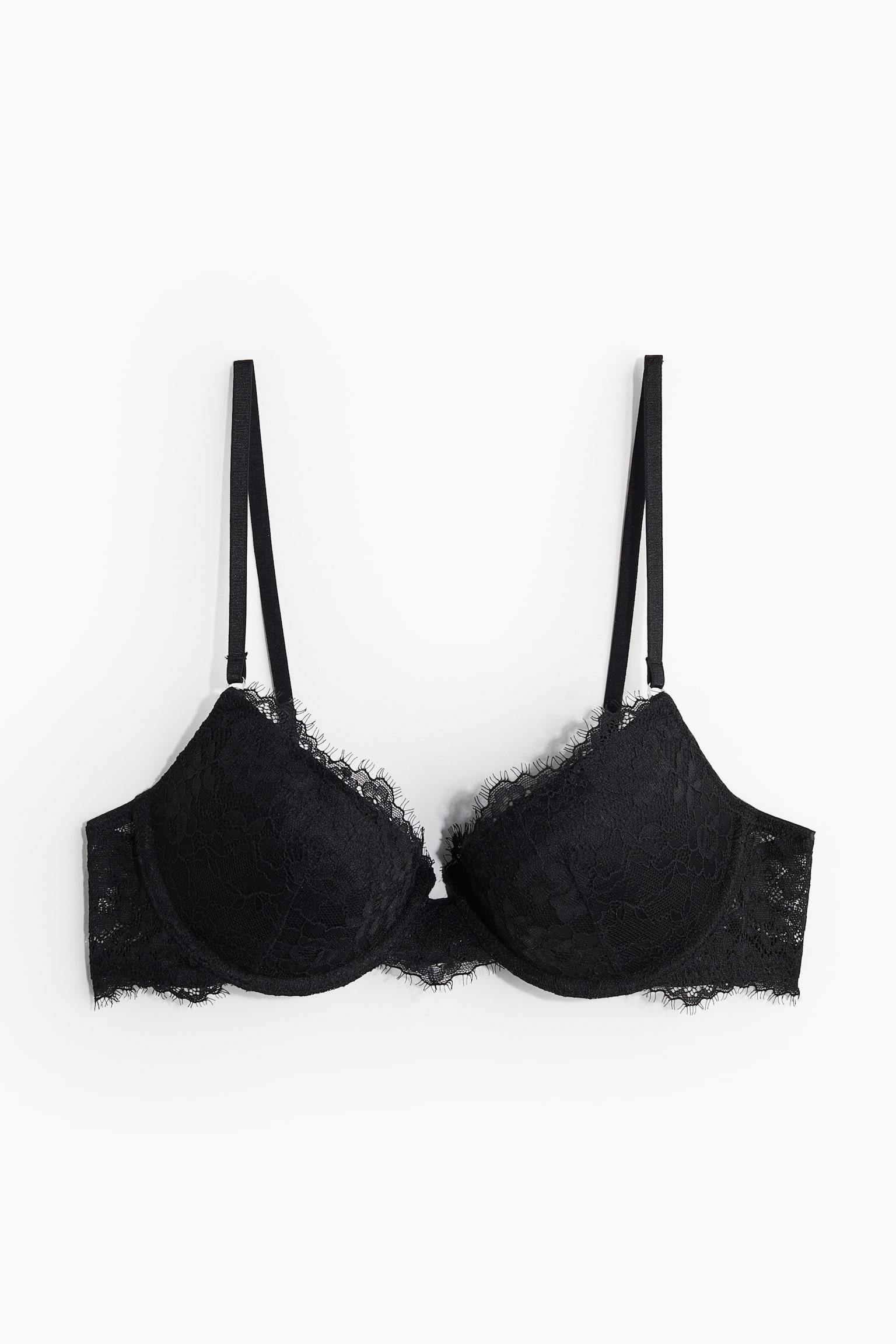 Lace demi push-up bra - Black - 1