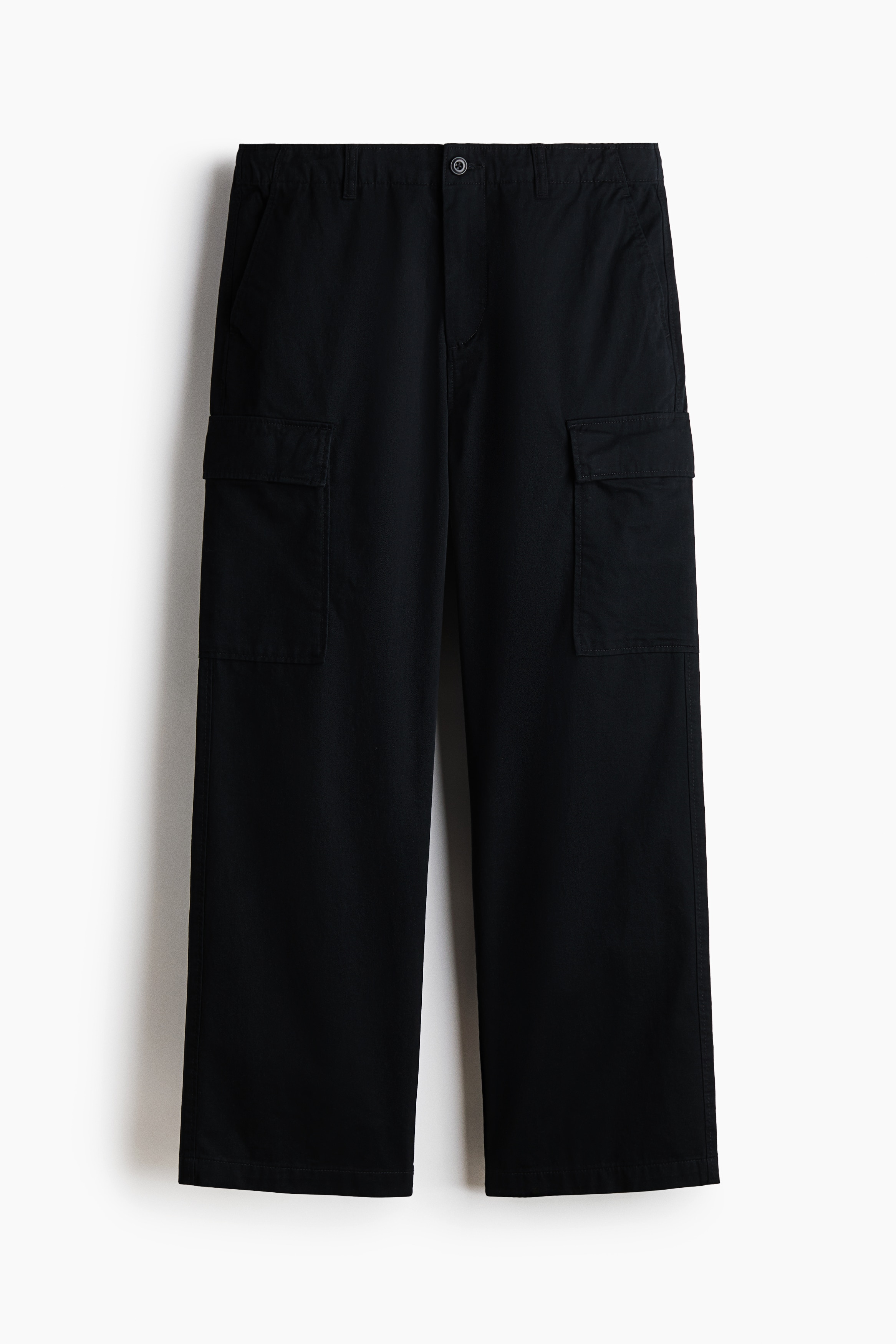 Relaxed Fit Cotton cargo trousers - Black/Cream