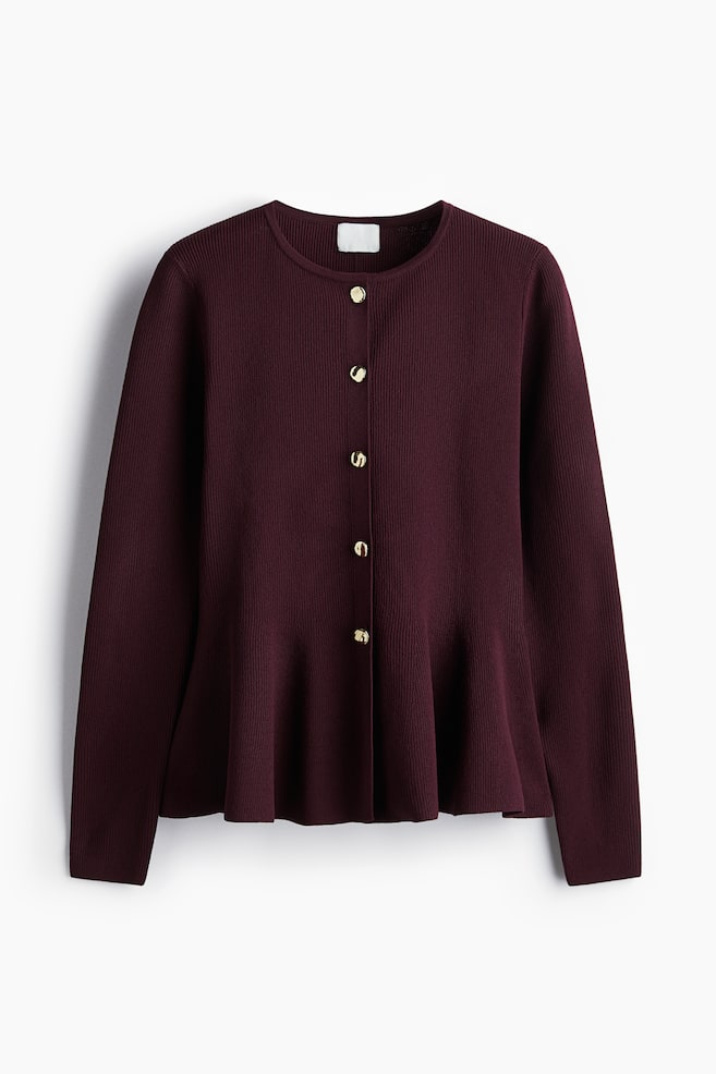 Peplum Cardigan - Burgundy - 1