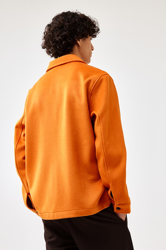Overshirt i uldblanding Regular Fit - Klar orange/Lys gråbeige - 4