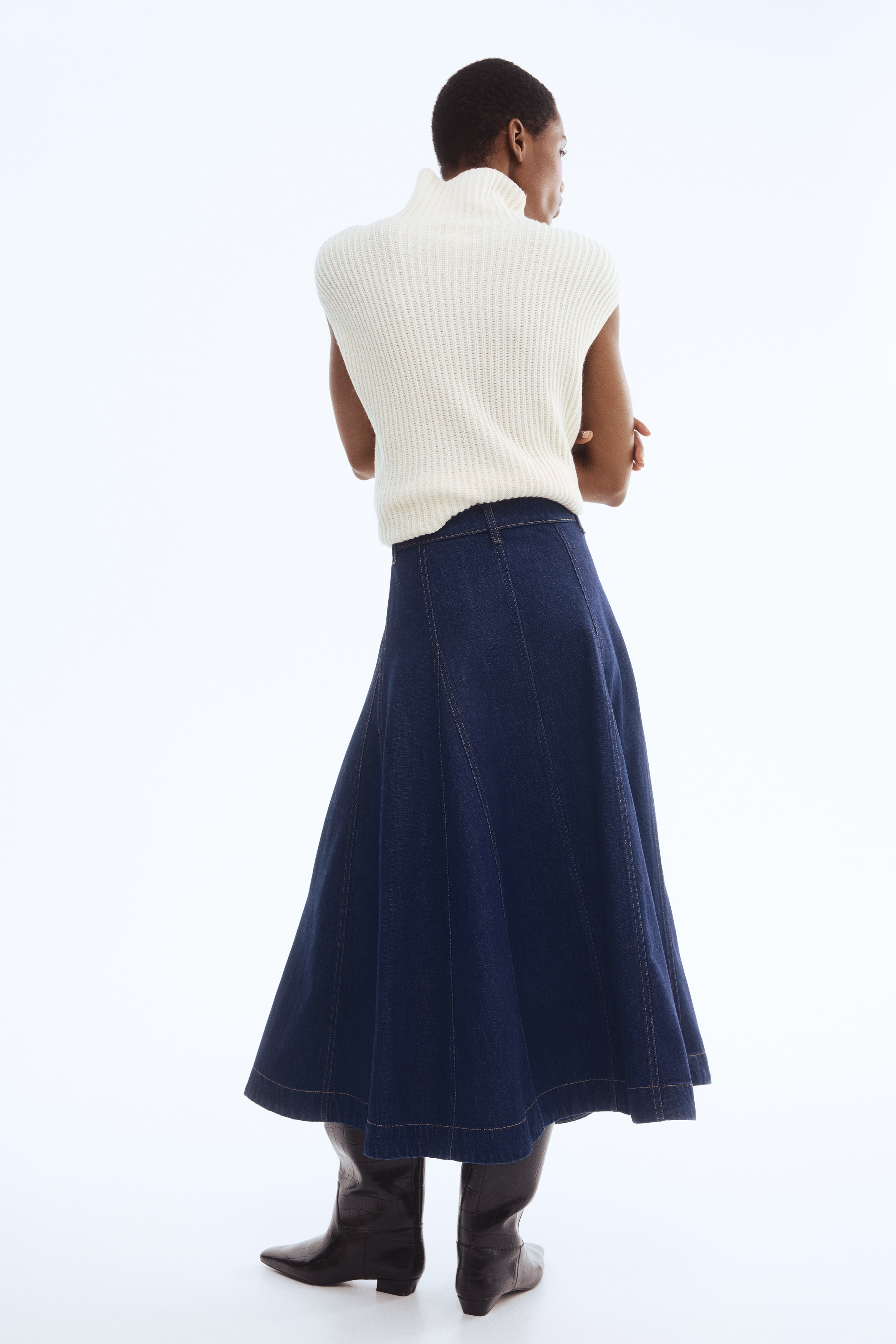 A-line denim skirt
