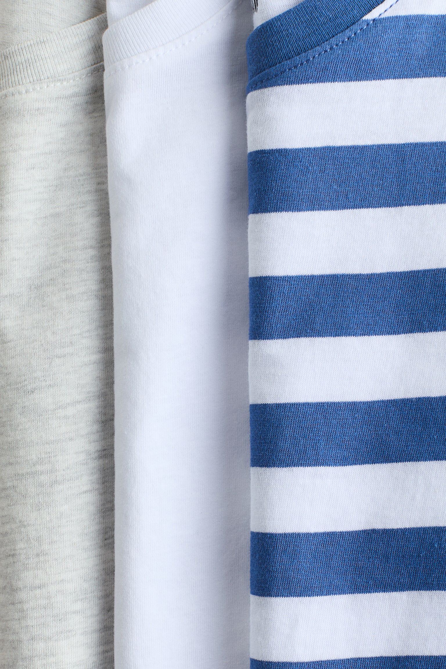 3-pack cotton T-shirts - Blue/Striped/Navy blue/Striped/White/Striped/Navy blue/White/Blue/Red striped/Light dusty turquoise/White/Green/Navy blue - 2