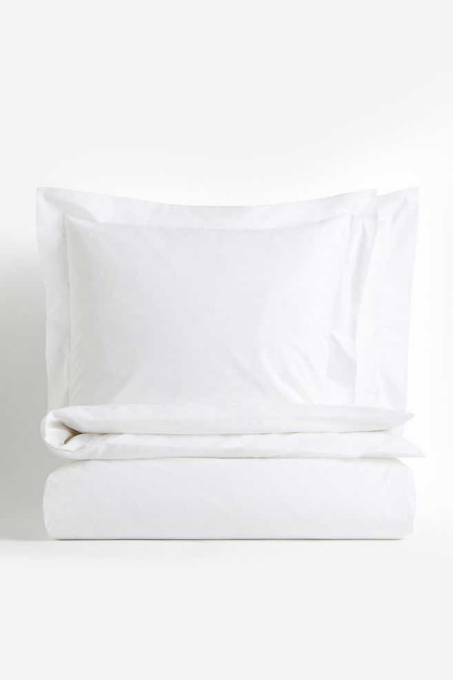 Dobbelt/kingsize sengesæt i bomuldspercale - Hvid - 2