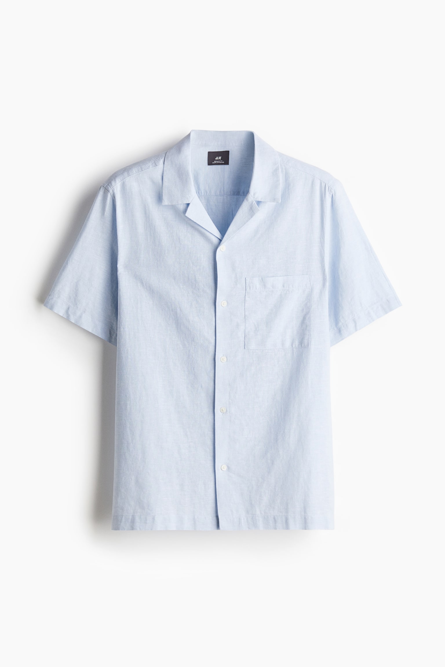 Regular Fit Linen-blend resort shirt - Light blue/White/Light beige/Navy blue - 2