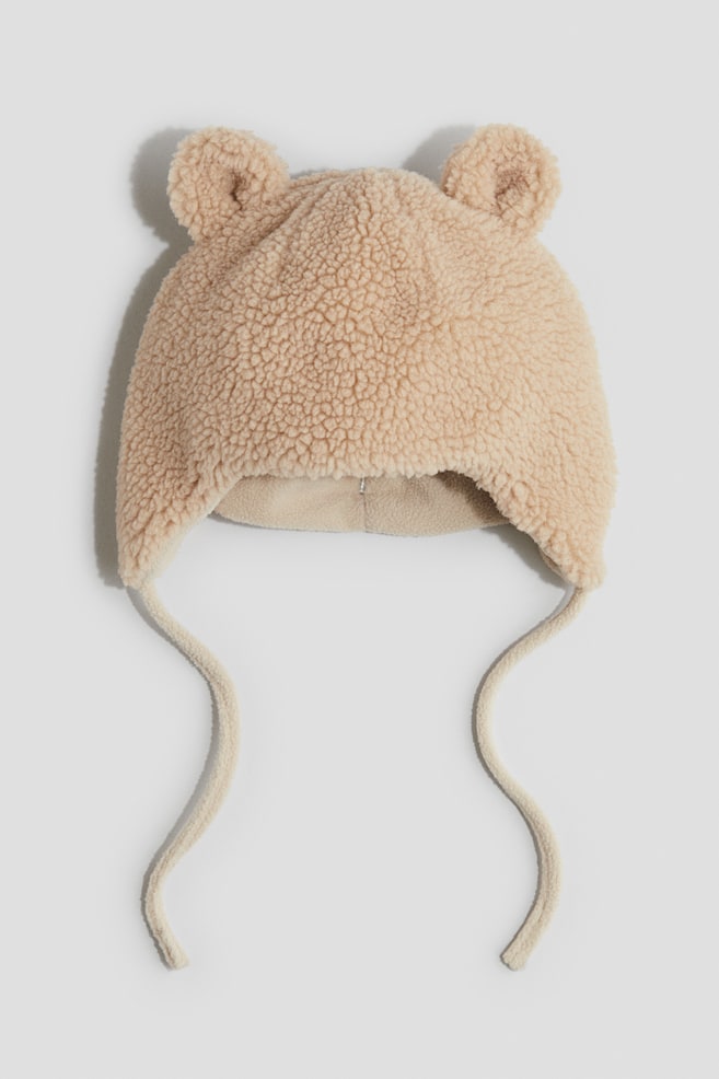 Fleeceforet hue med øreklapper - Lys beige - 1