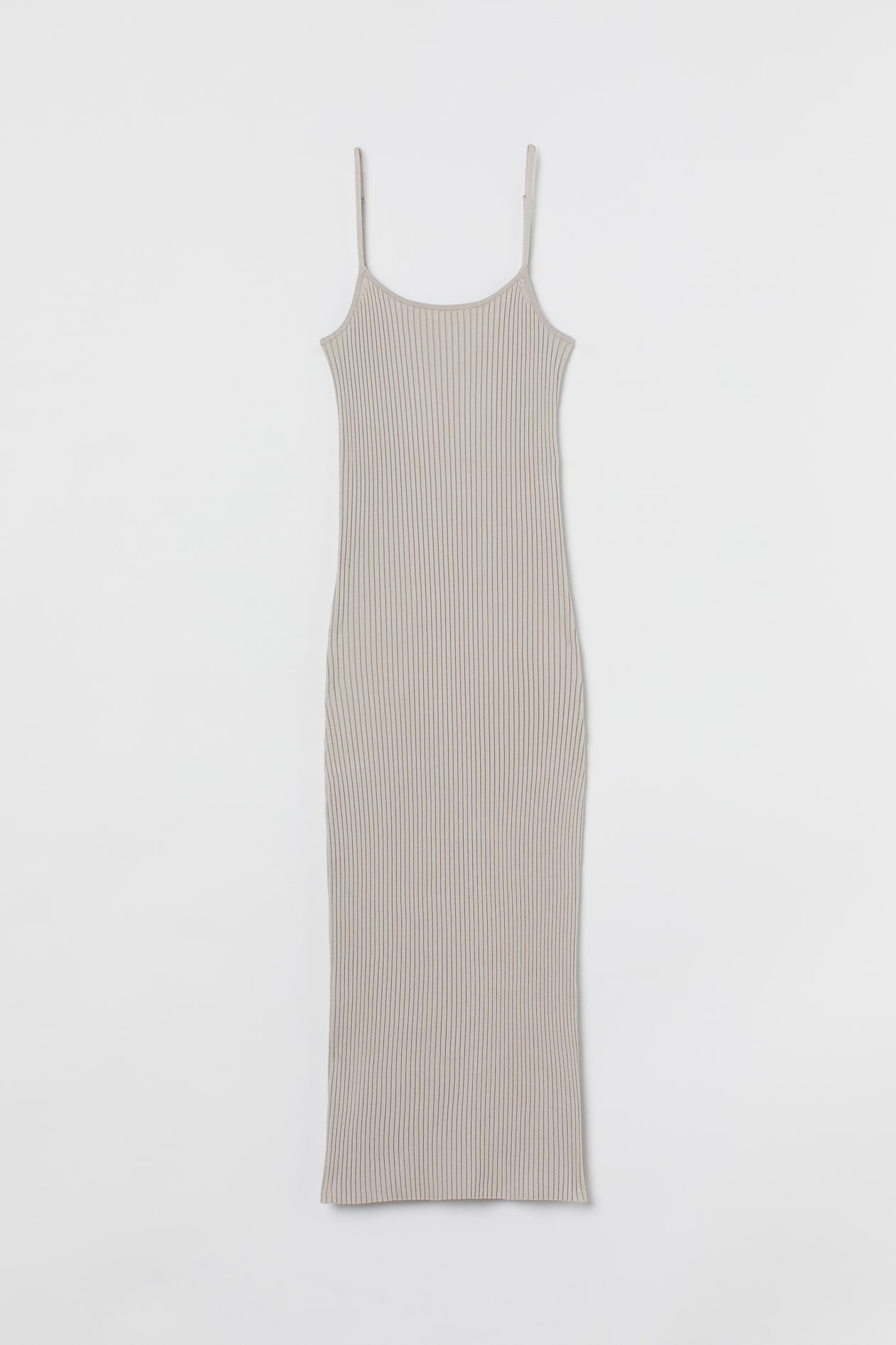 Ribbed dress - Deep neckline - Sleeveless - Light beige - Ladies | H&M GB