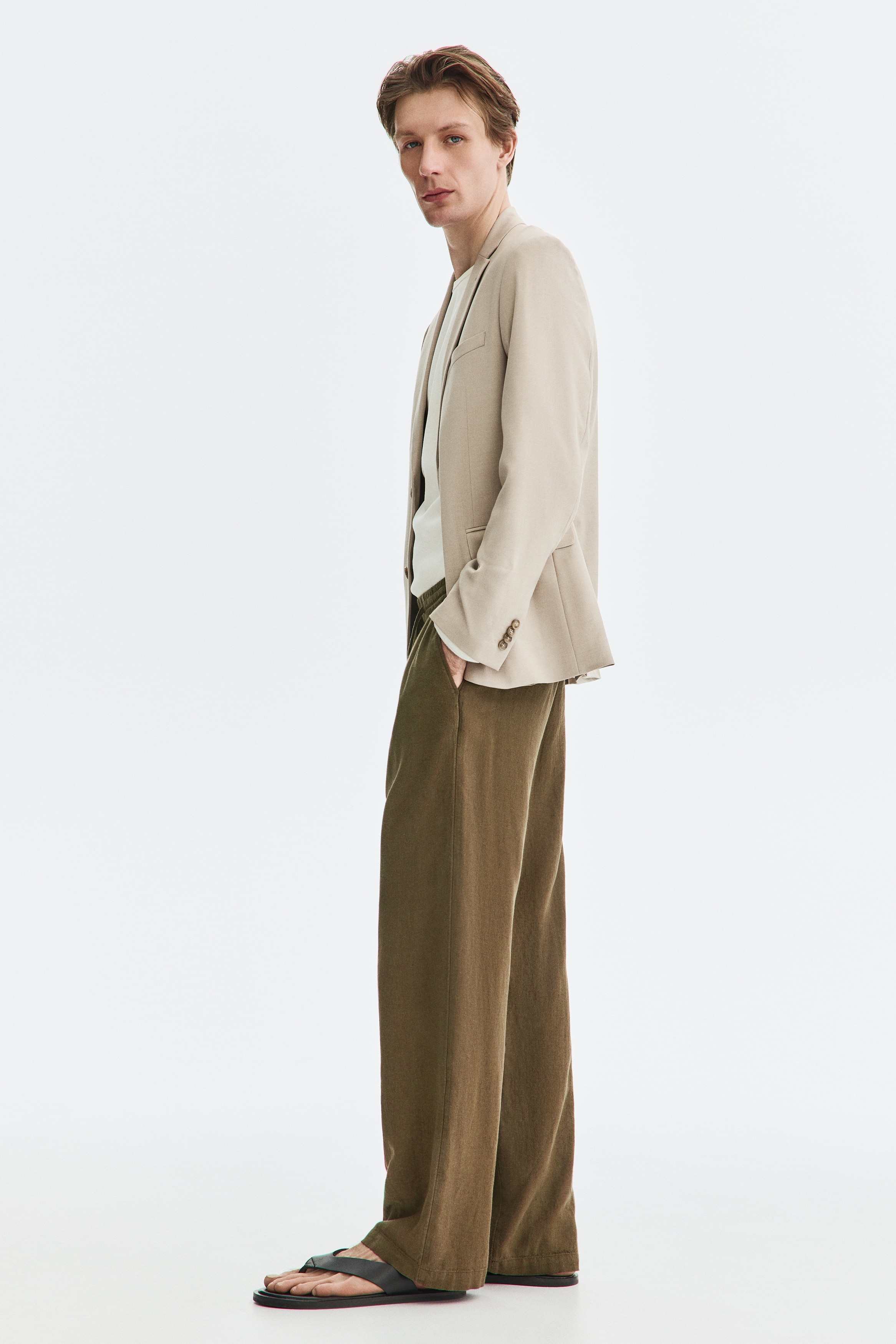 Relaxed Fit Linen-blend trousers