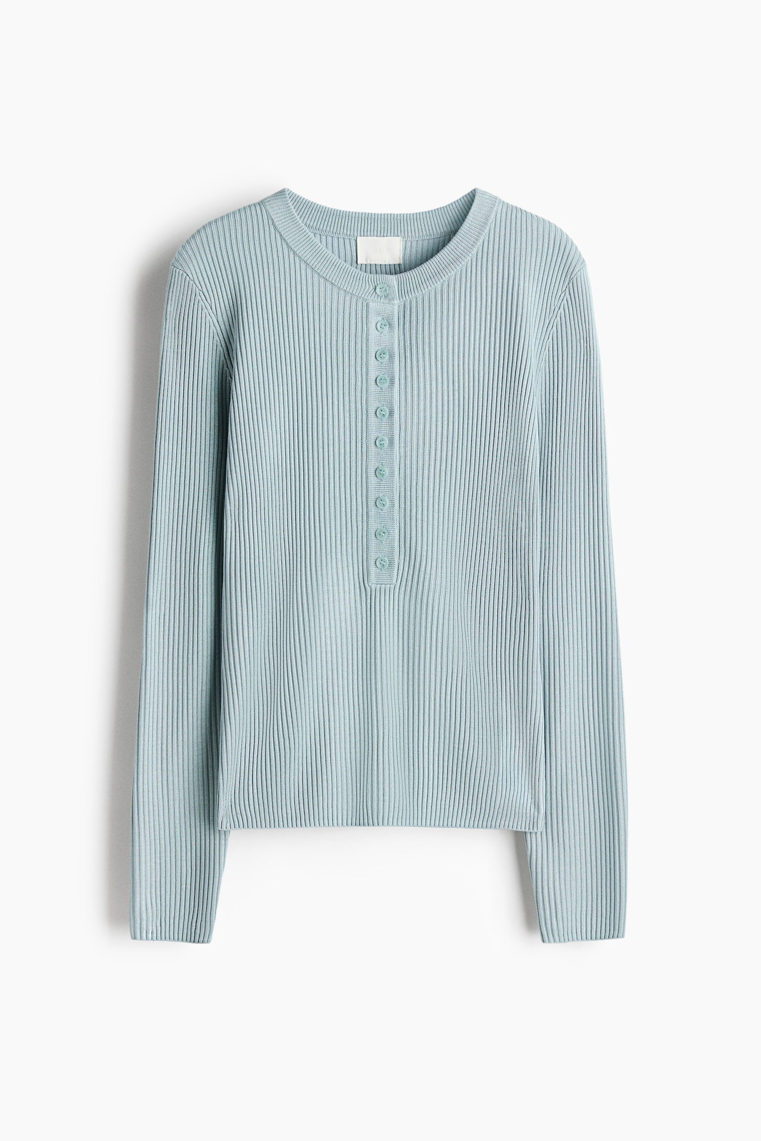 Rib-knit top - Light turquoise/Light brown - 1