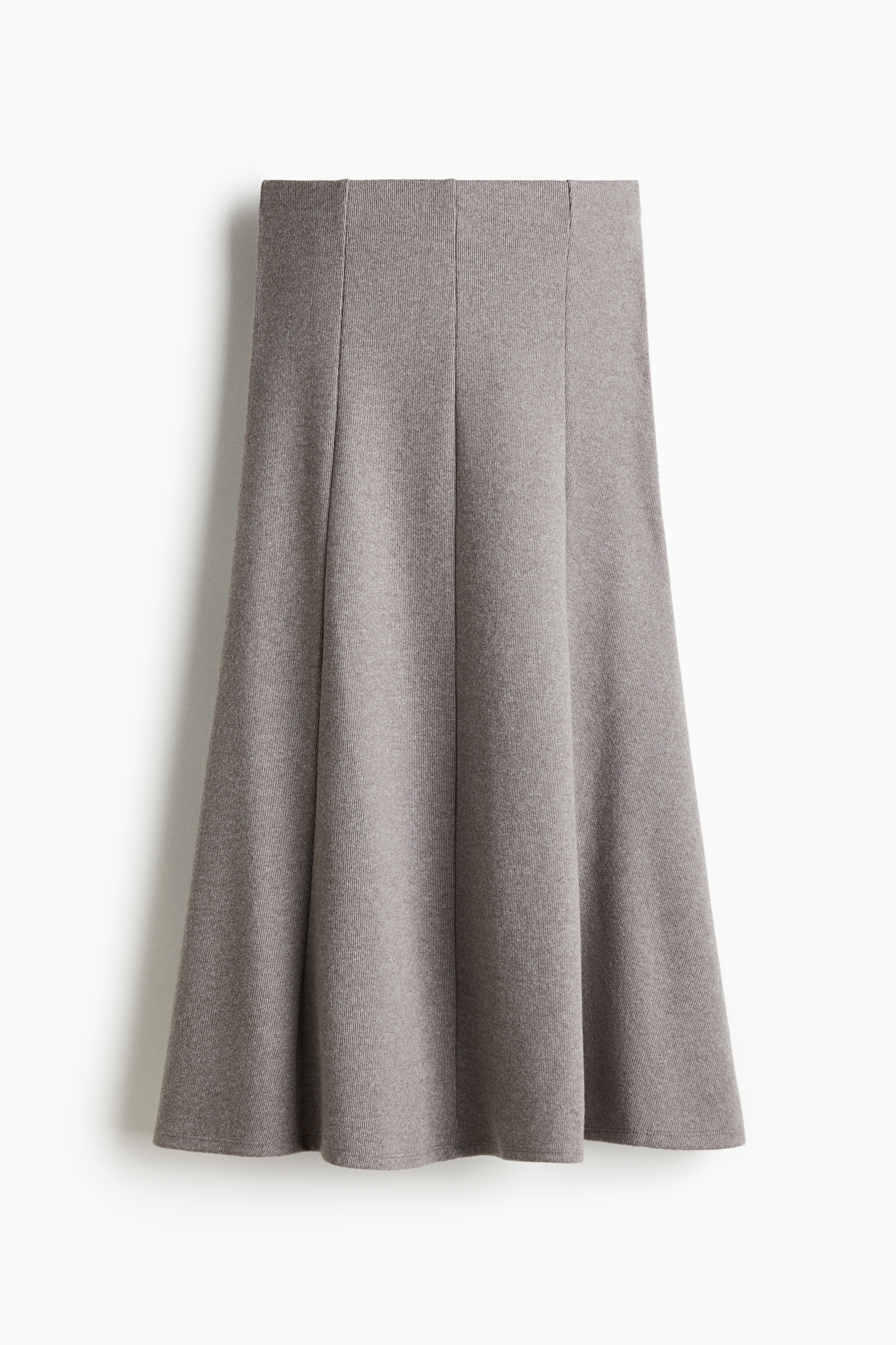 Fine-knit midi skirt - Greige marl