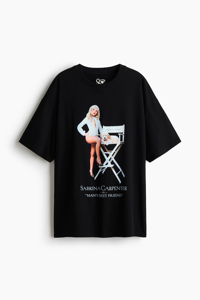 Oversized Printed T-Shirt - Black/Sabrina Carpenter/Light beige/Sabrina Carpenter/Cream/Nice/Yellow/Hotel Nuevo Mundo/Raspberry red/Primal Scream/Cream/Condé Nast Traveler/Dark gray/The Cure/White/Condé Nast Traveler/White/Condé Nast Glamour/Dark gray/Pink Floyd/Cream/The Rolling Stones/Black/Condé Nast Glamour/Black/Sabrina Carpenter - 1