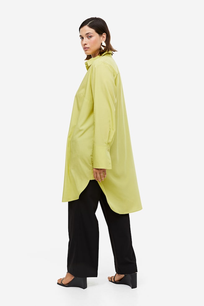 Lyocell-blend shirt dress - Yellow-green/Light beige/Leopard print/White/Patterned - 3
