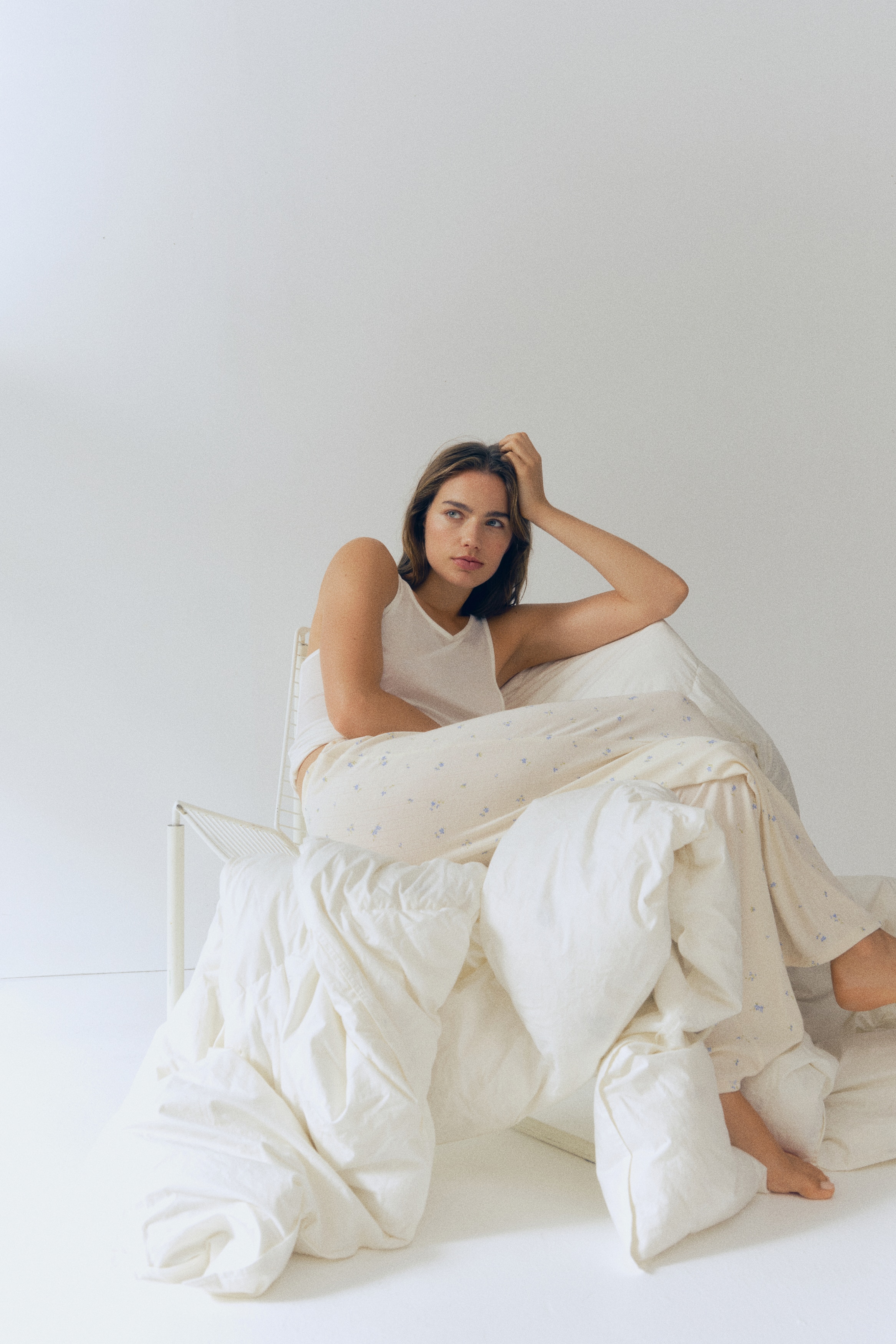 Pointelle pyjama bottoms - Cream/Floral/Red/Black/Light grey marl/Cream/Dark brown/White/Floral/Cream/Floral